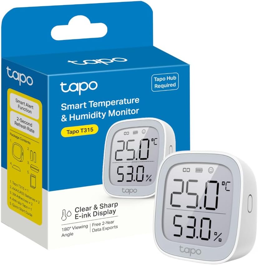 Tapo Smart Room Thermometer, Hygrometer, WiFi Ther...