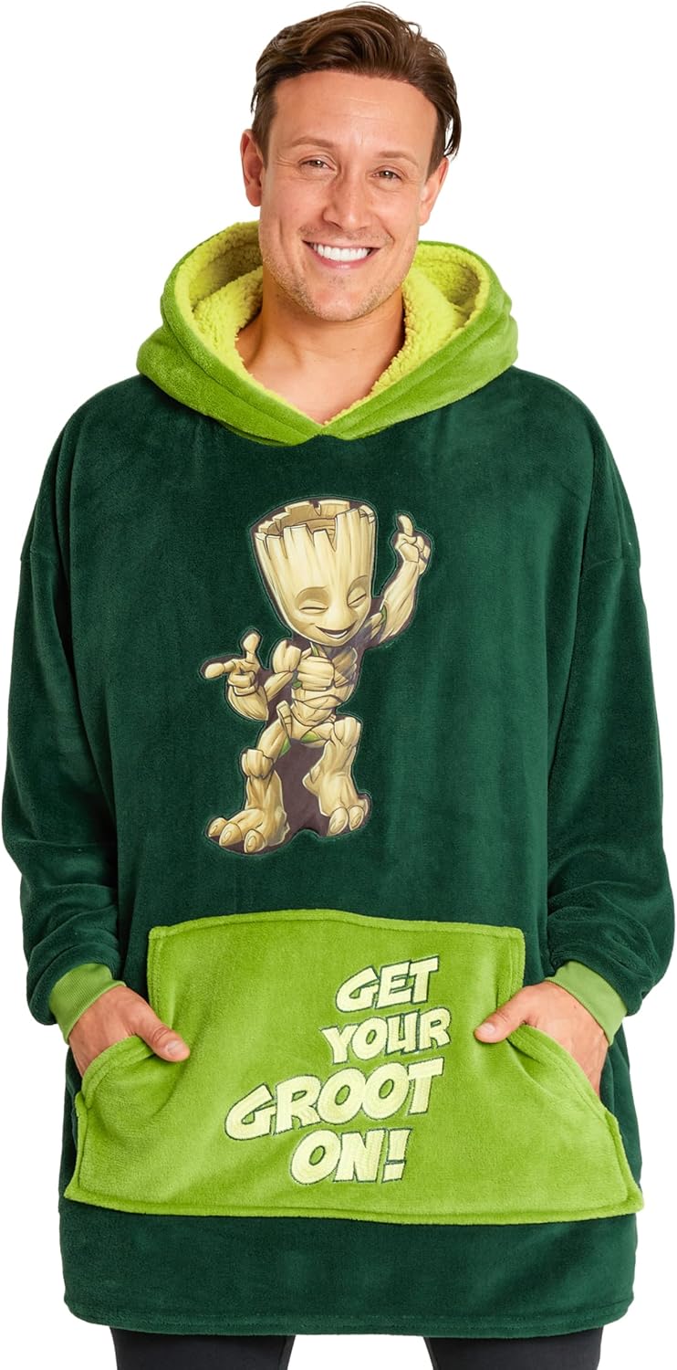 Marvel Oversized Hoodie Blanket for Men and Teenagers Avengers Black Panther Cap...