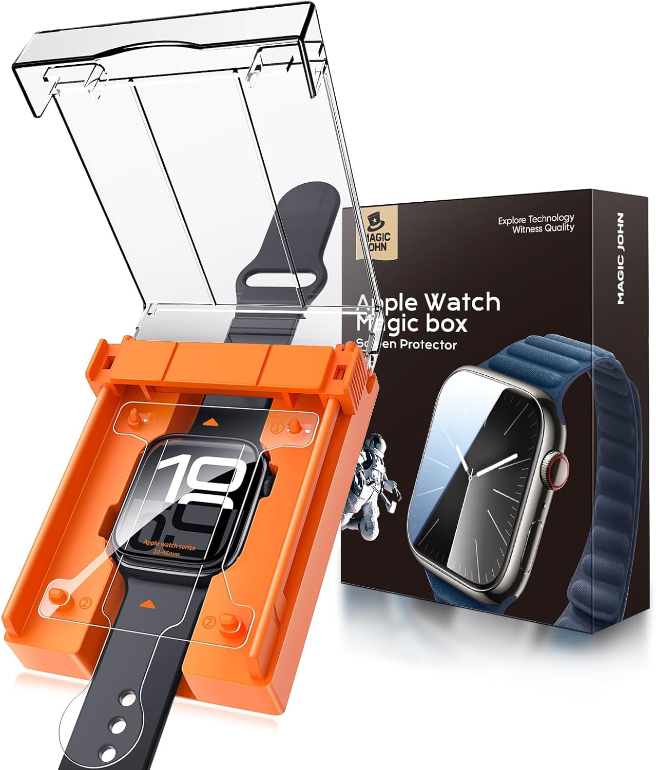 MAGIC JOHN 2 Pack for Apple Watch Series SE/6/5/4 44MM Screen Protector, [Automa...