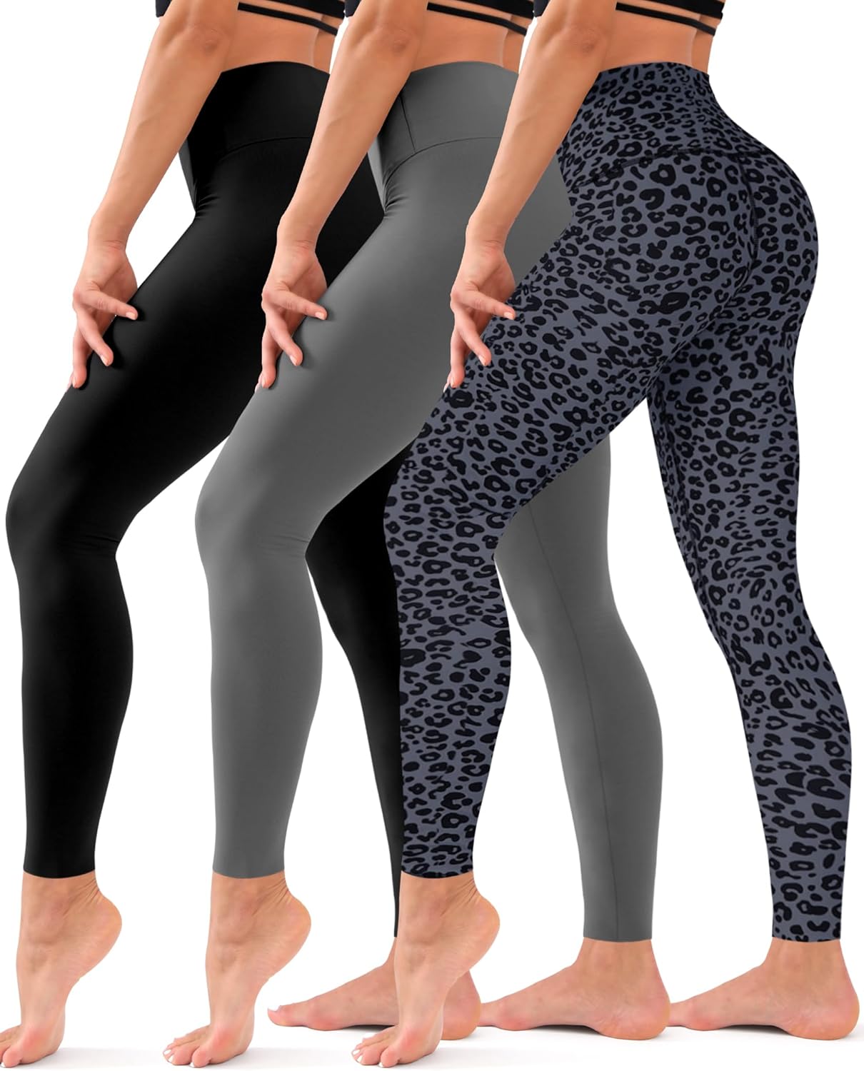Hmuuo 3 Pack Leggings for Women High Waisted Tummy Control No See-Through Yoga P...