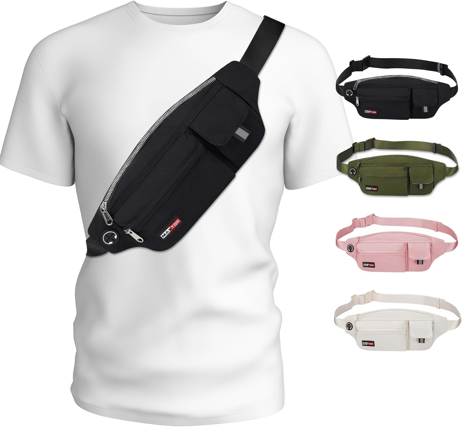MAXTOP Large Crossbody Fanny Pack Running Travel Belts for Women Men,Water Resis...