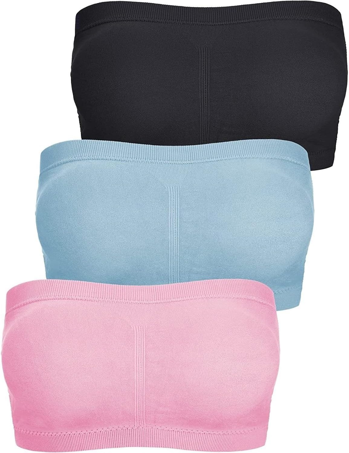 FULIER Women's Bandeau Bra Sports Yoga Seamless Wireless Padded Strapless Bras X...