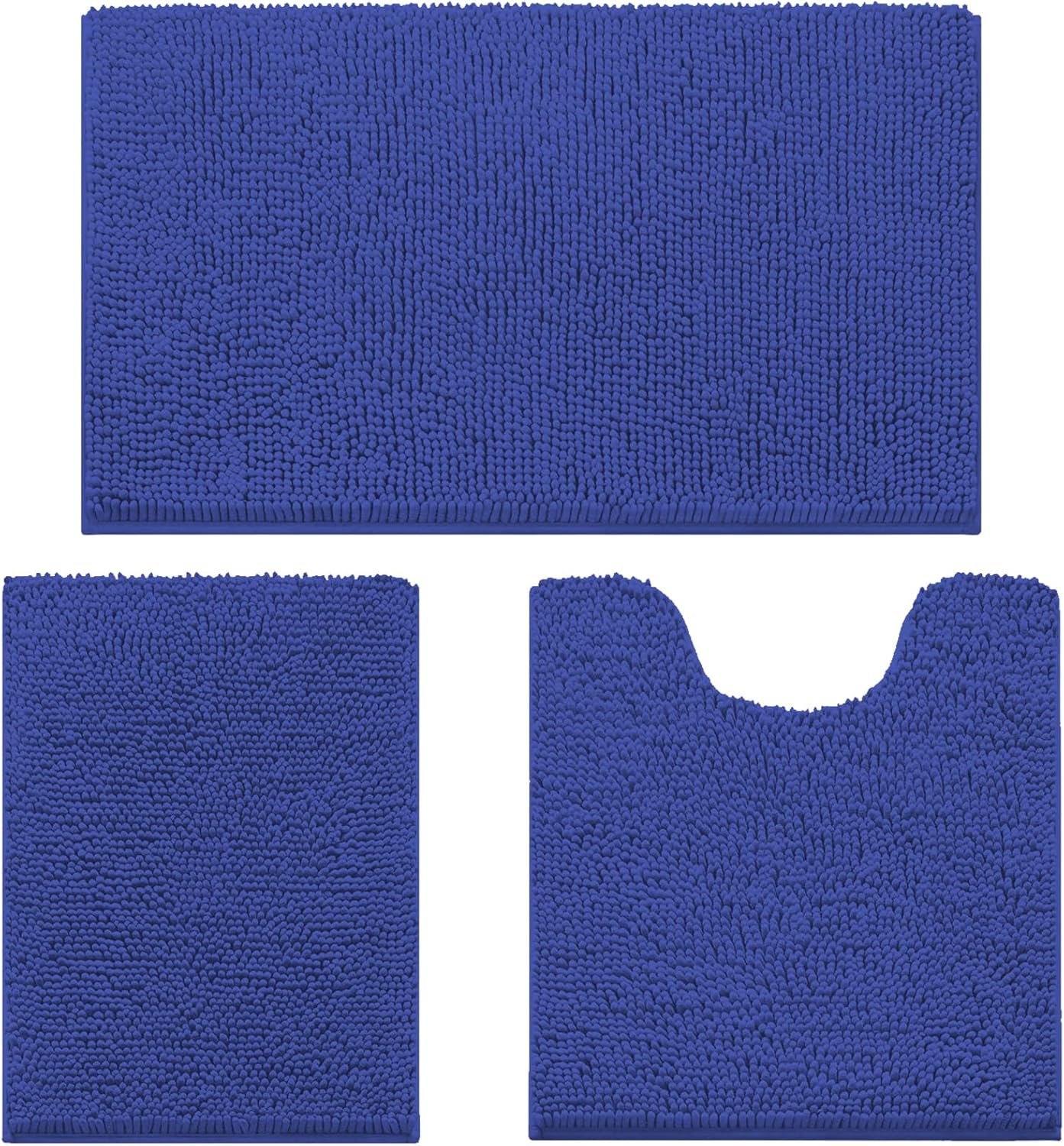 wyewye Bath Mat 3 Piece, Chenille Bathroom Mat, Extra Soft Bathroom mat Non-slip...