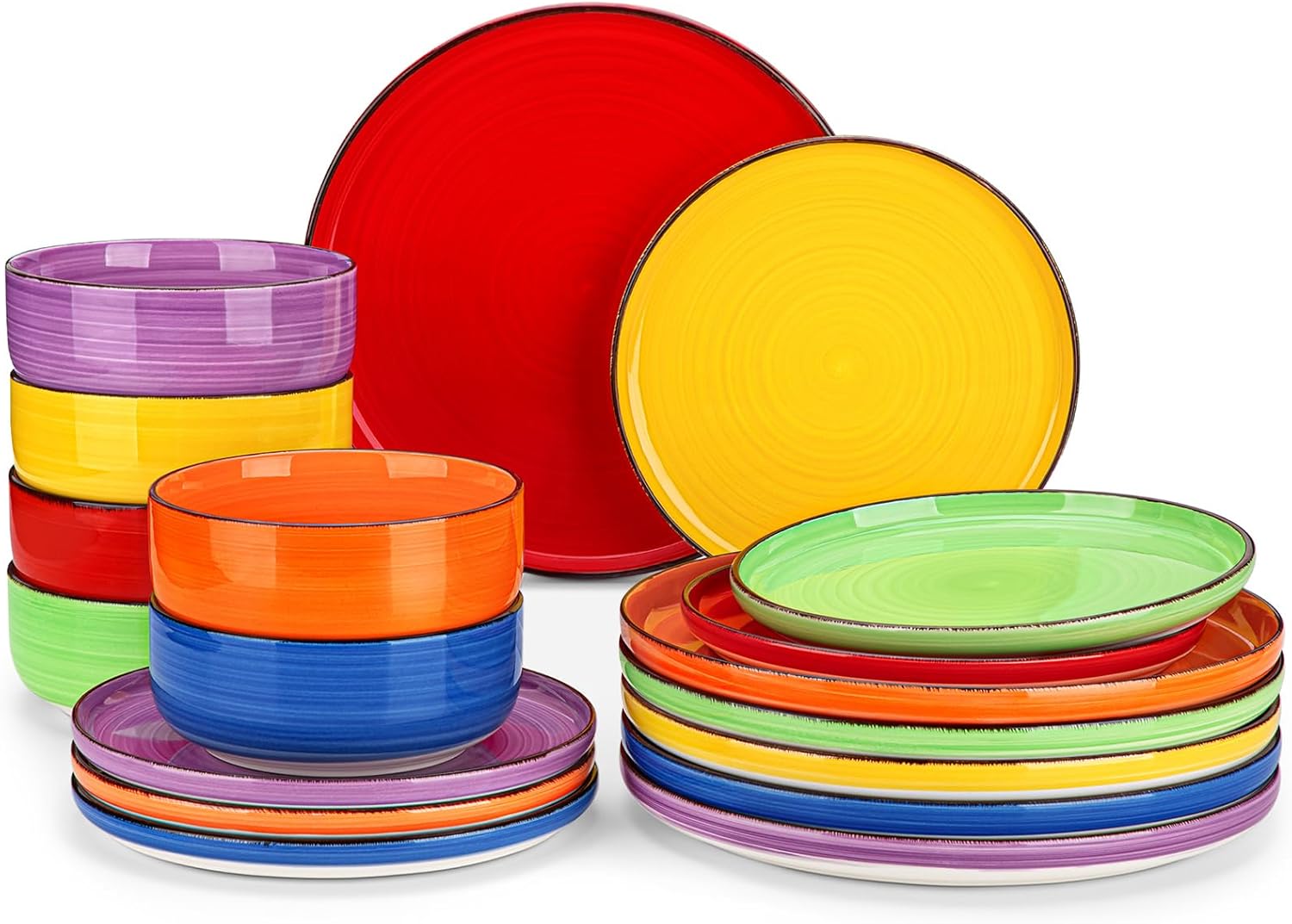 vancasso Bonita Colourful Dinner Set, Handpainted Swirls Dinner Sets for 6 Peopl...