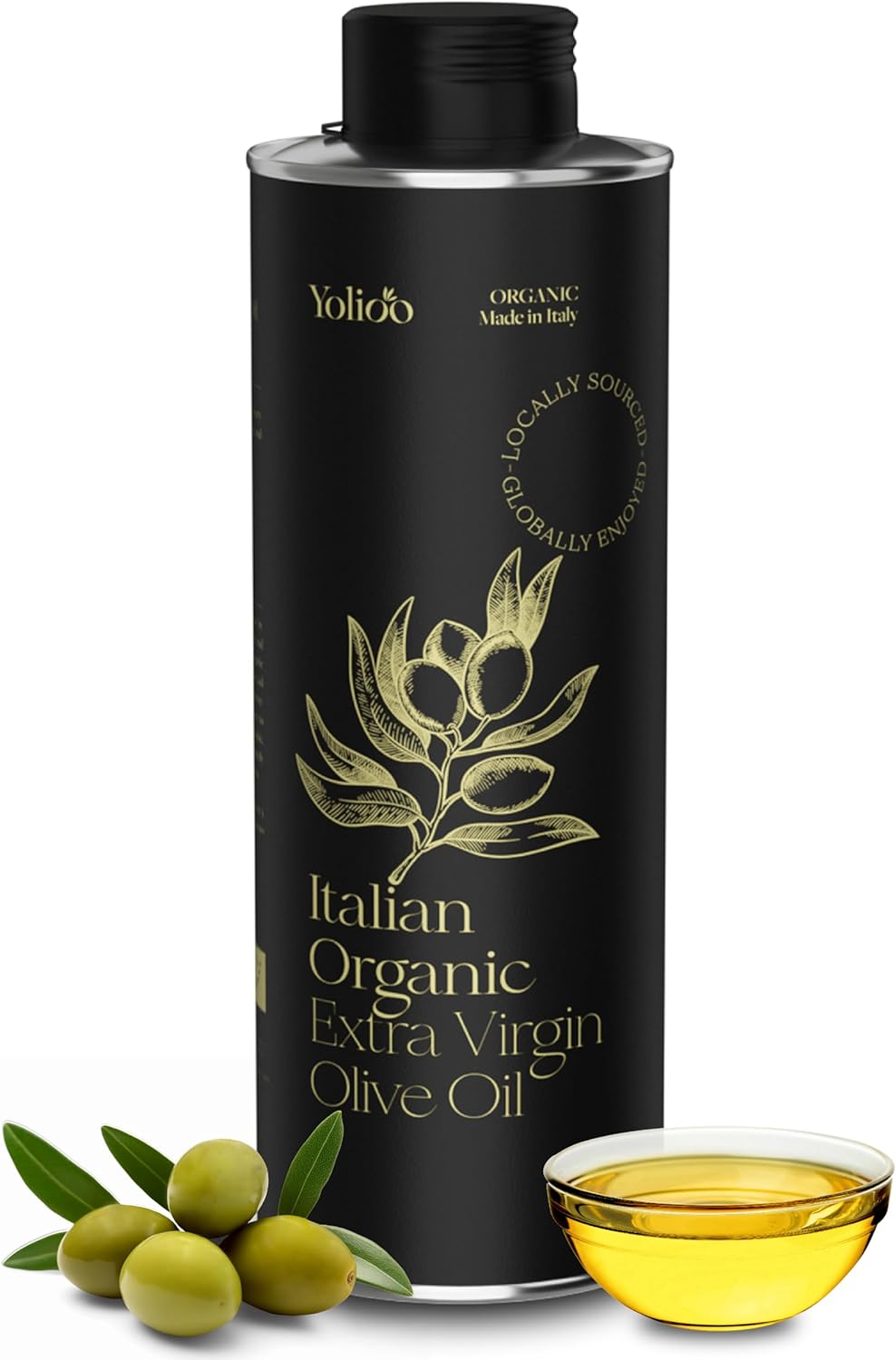 #1 Italian Organic Olive Oil Extra Virgin - Cold Pressed & Polyphenol Rich - Pur...