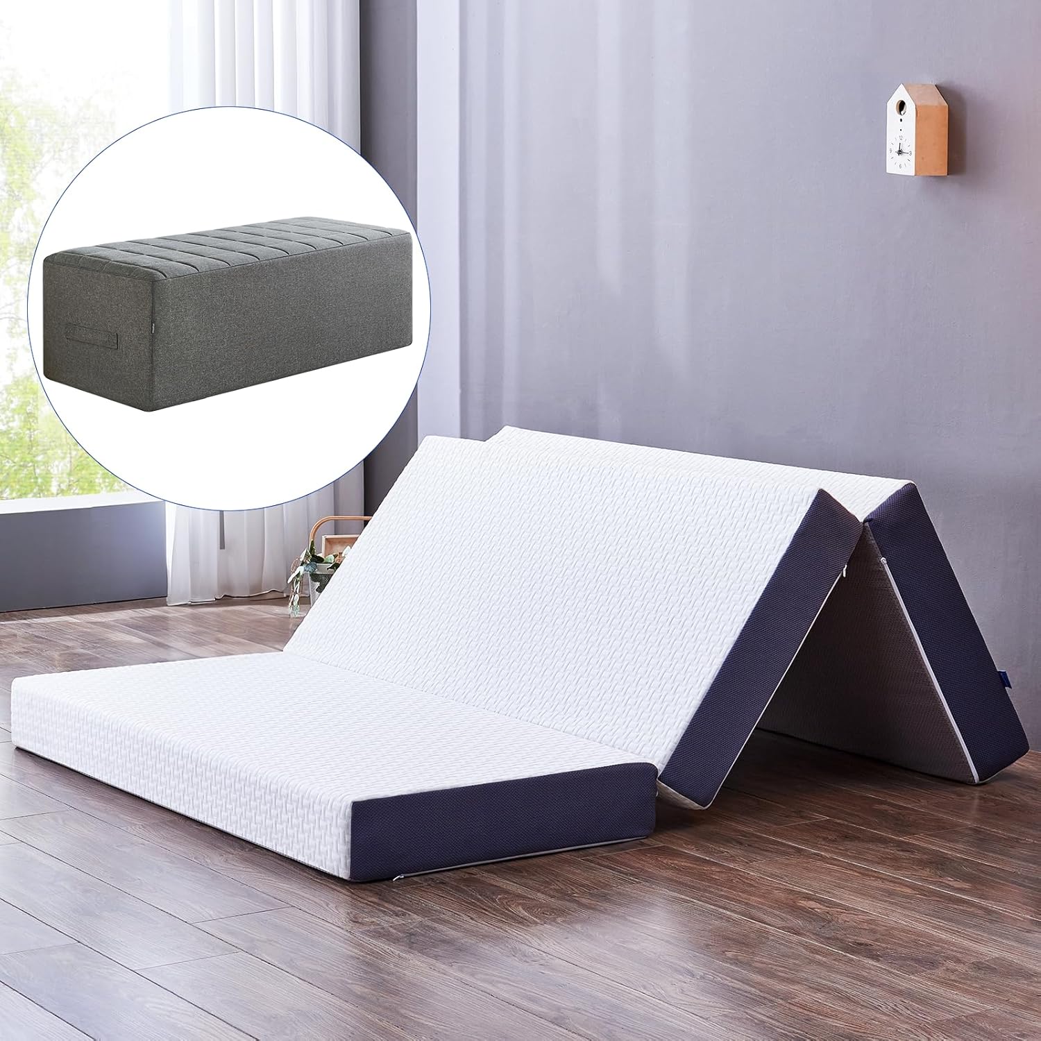 Inofia Folding Mattress Double with Storage Bag,15cm Memory Foam Foldable Mattre...