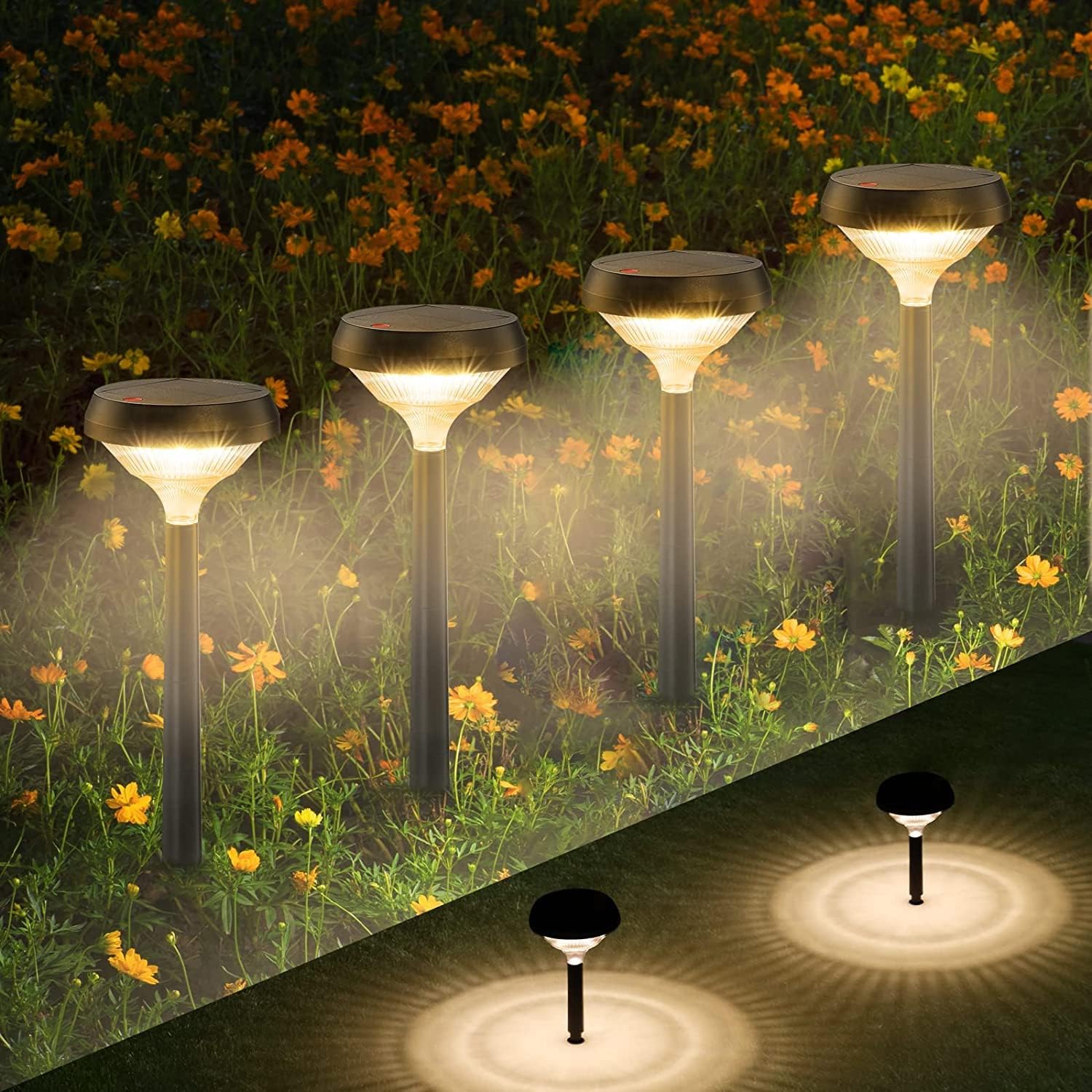 Linkind Solar Pathway Lights 8 Pack, Solar Lights Outdoor, Warm White Solar Path...
