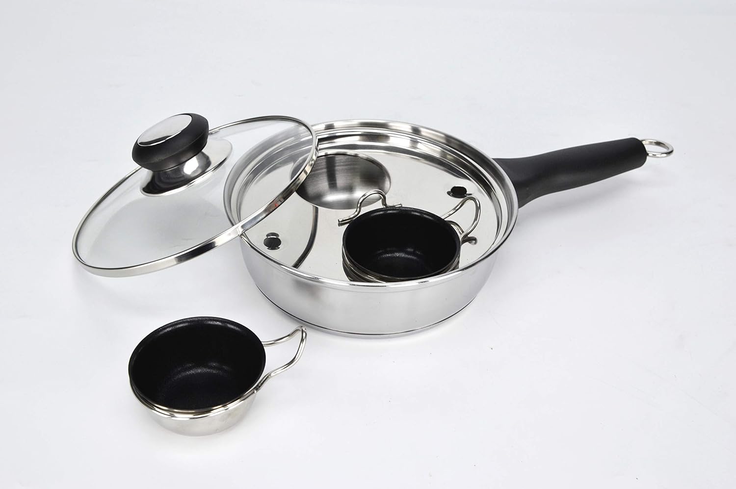 RUNZI 2 Cups Egg Poacher Pan - Stainless Steel Poa...