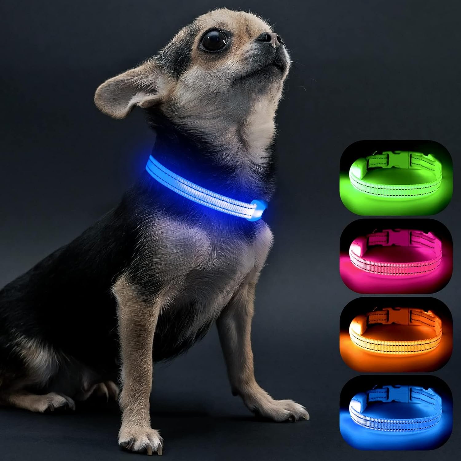 Visinite Light Up Dog Collar, Small Dog Collar Light For The Dark, Led Dog Colla...