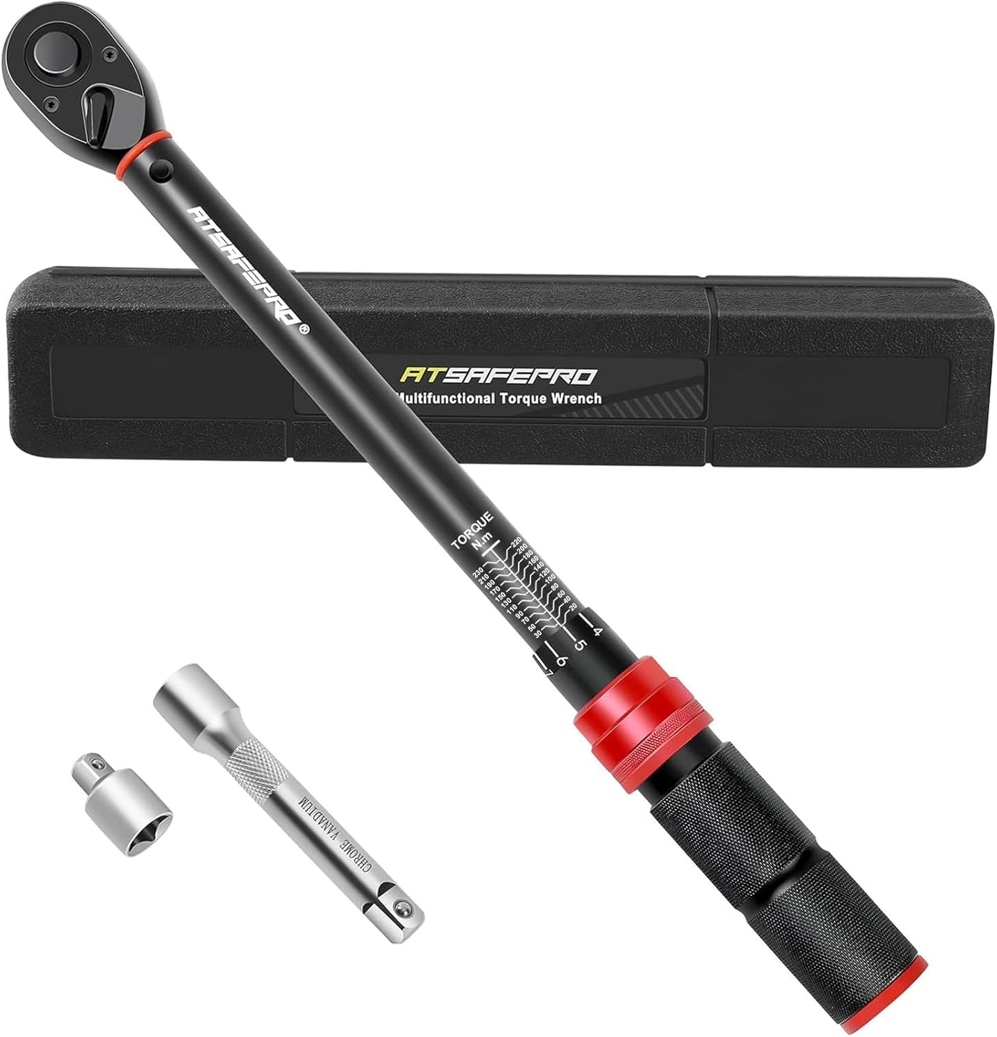 ATsafepro 1/2" Drive Torque Wrench Set,Car Wheel Torque Wrench 20-230 Nm with 3/...