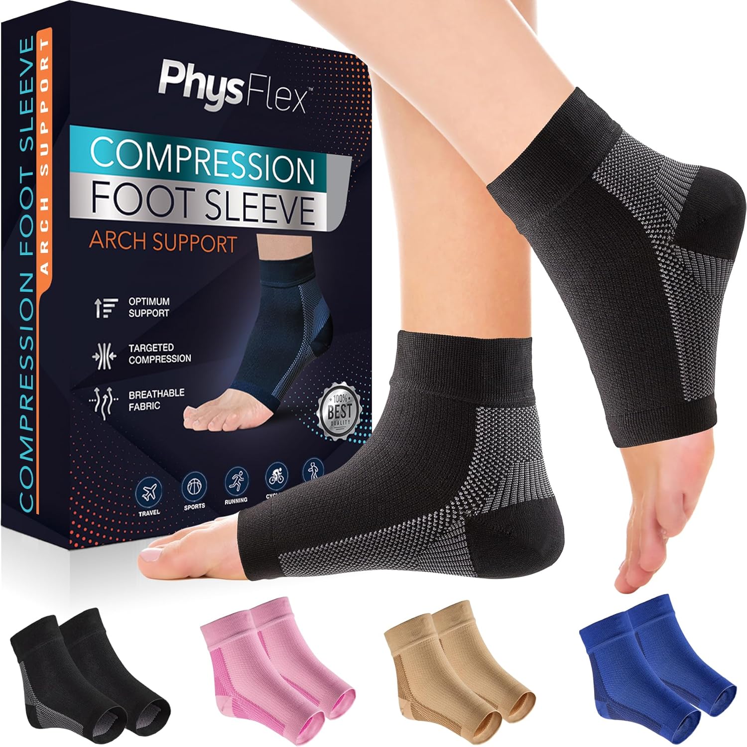 Compression Socks for Plantar Fasciitis, Achilles Tendonitis Relief - (1 Pair) A...