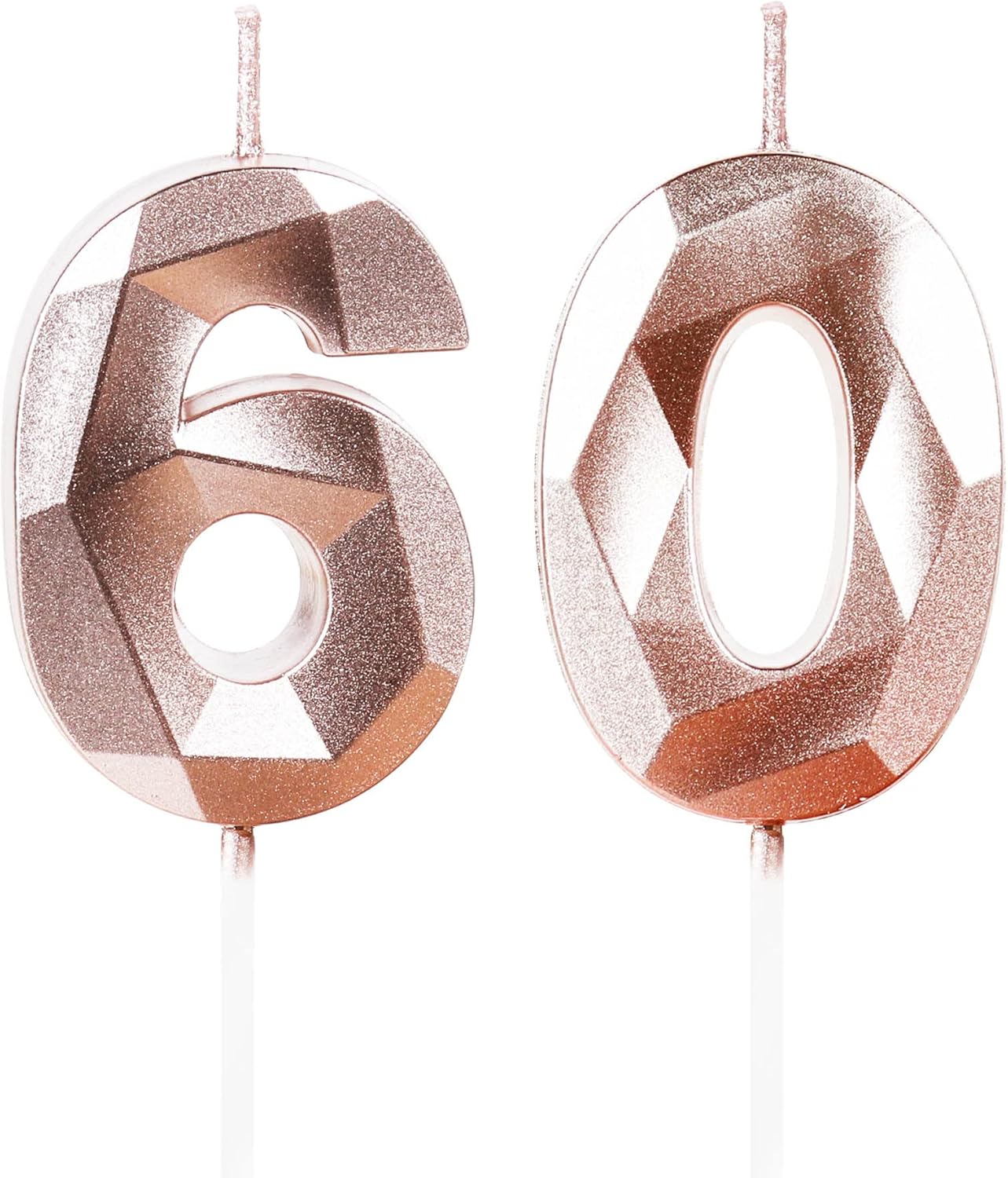 60th Birthday Candles, Number 60 Candle, Rose Gold Candles, Birthday Candle for...