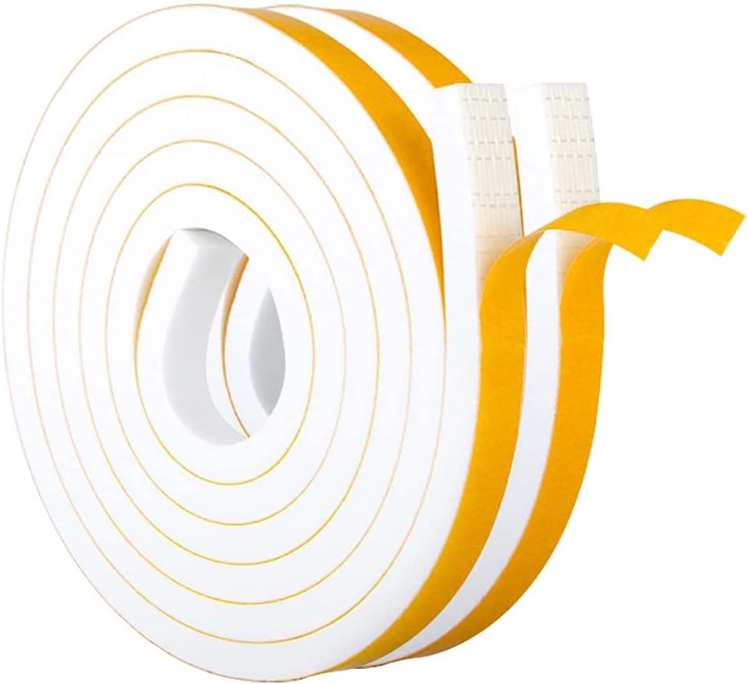 Adhesive Weather Stripping Foam Tape, 12mm(B) x 10mm(D)/4m Draught Excluder Foam...