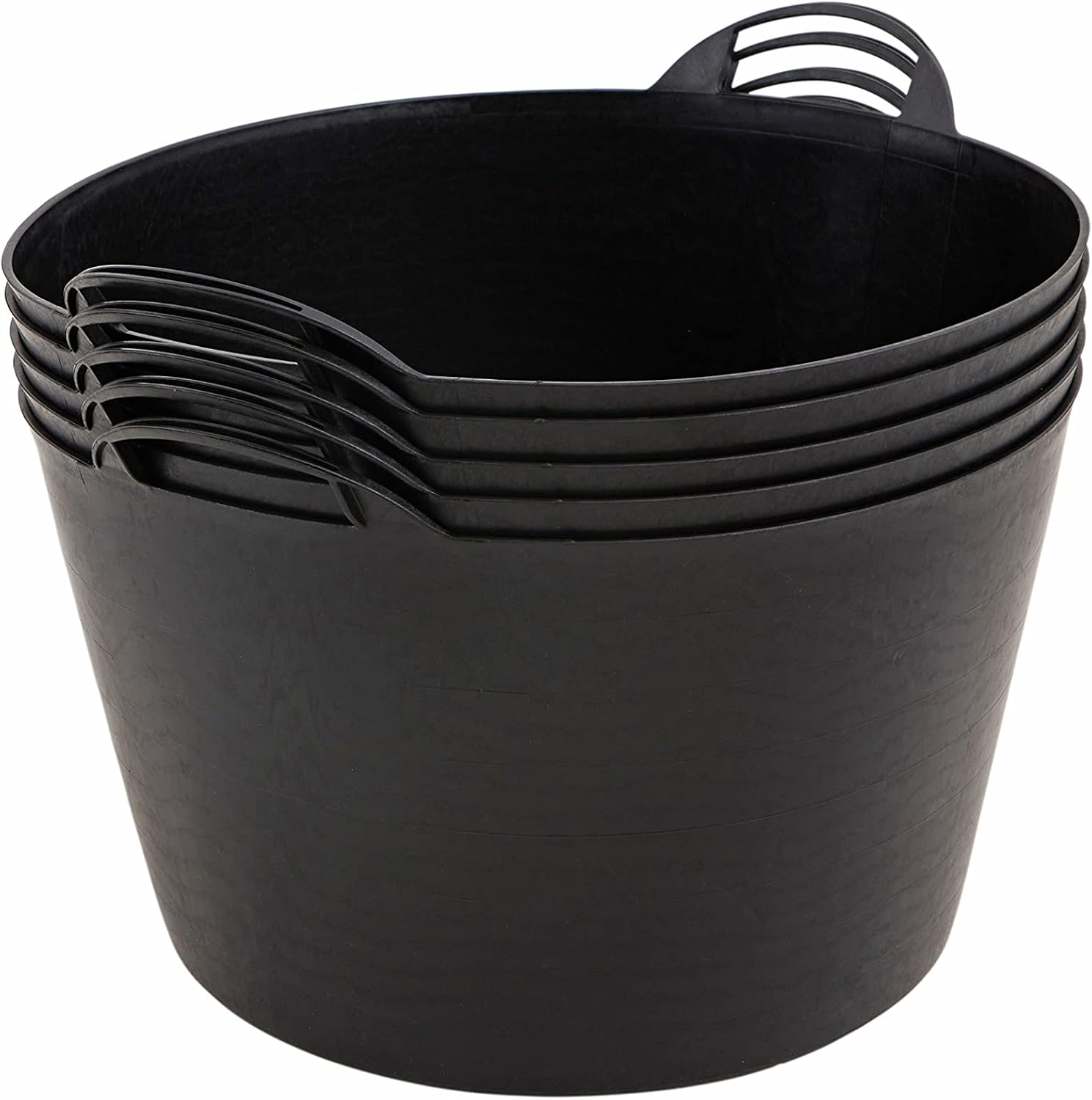 BiGDUG Plastic Flexi Tubs (65 Litre) - Pack of 5 - Black - Heavy Duty Trugs Flex...