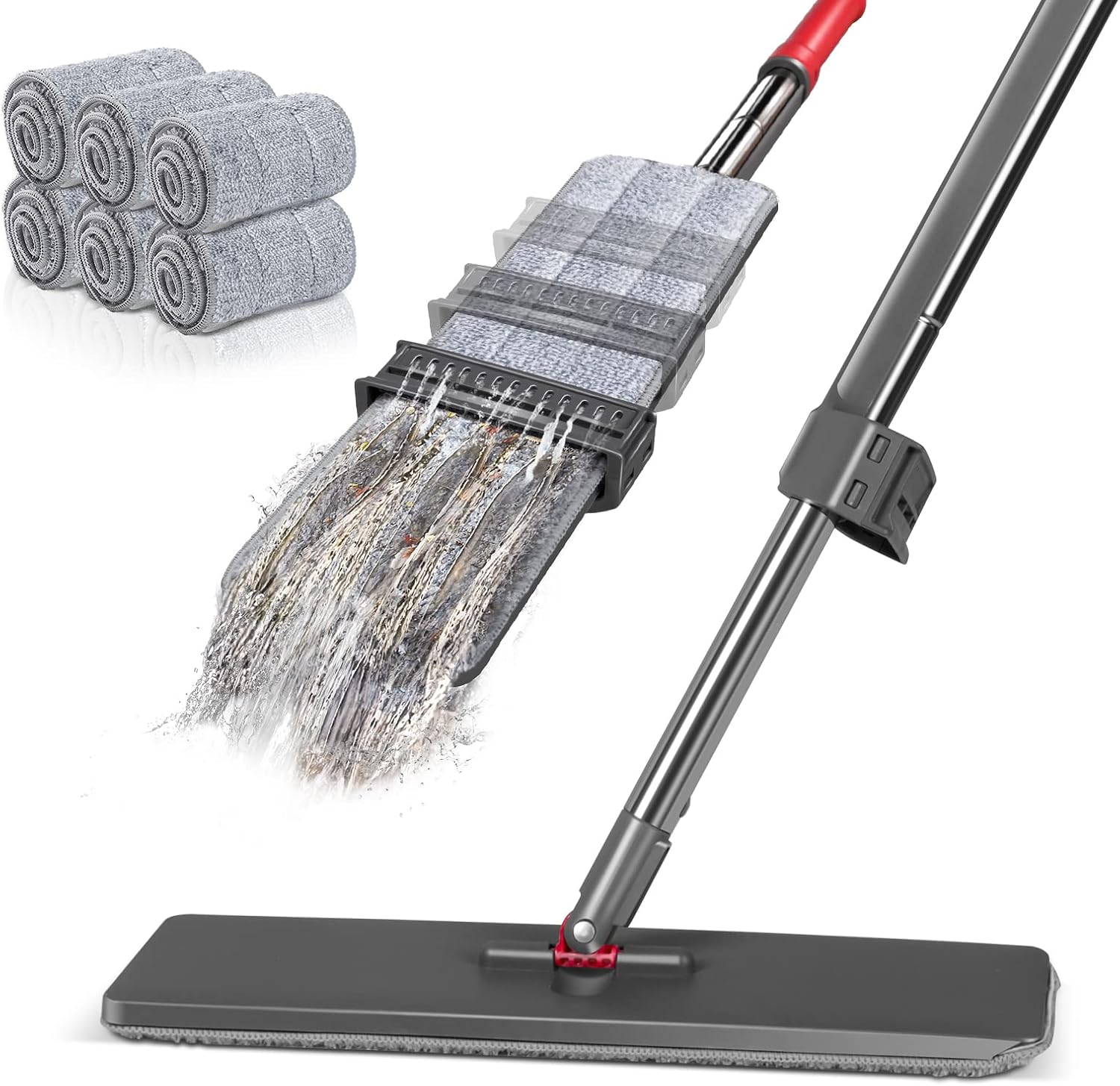 Myiosus Self Wringing Mop, Microfibre Floor Mops with 6 Reusable Washable Pads &...