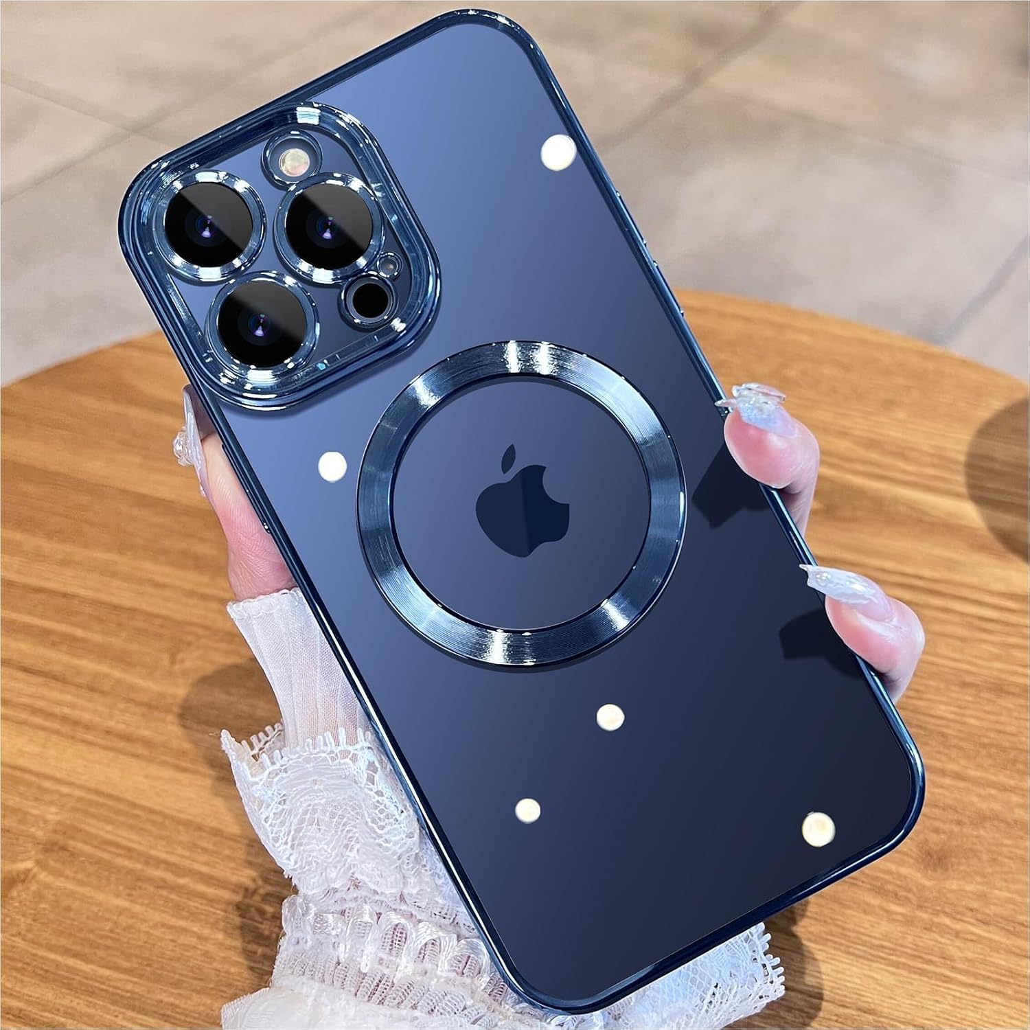 JUESHITUO Magnetic Titanium Glossy for iPhone 15 Pro Max Case with Full Camera P...