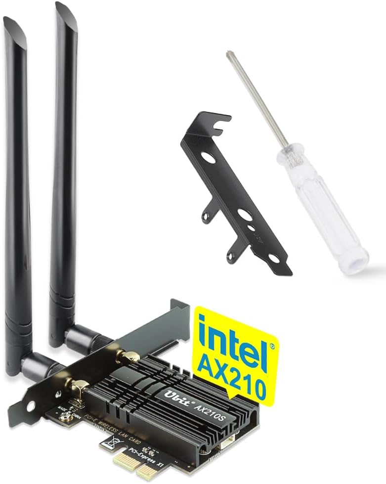 WiFi Card, Ubit Tri-Band 5400Mbps WiFi 6E 6GHz PCIe WiFi Card, BT 5.2, AX210 Wir...