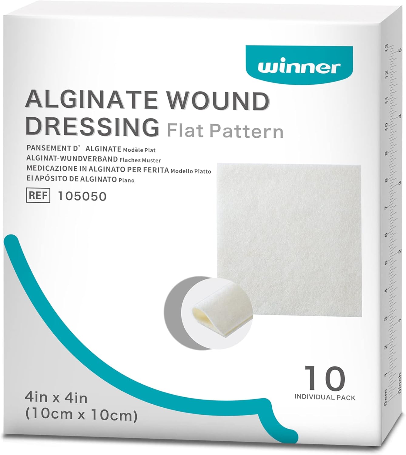 Winner Medical Calcium Alginate Wound Dressing Pads 10 x 10 cm, Sterile (Box of...