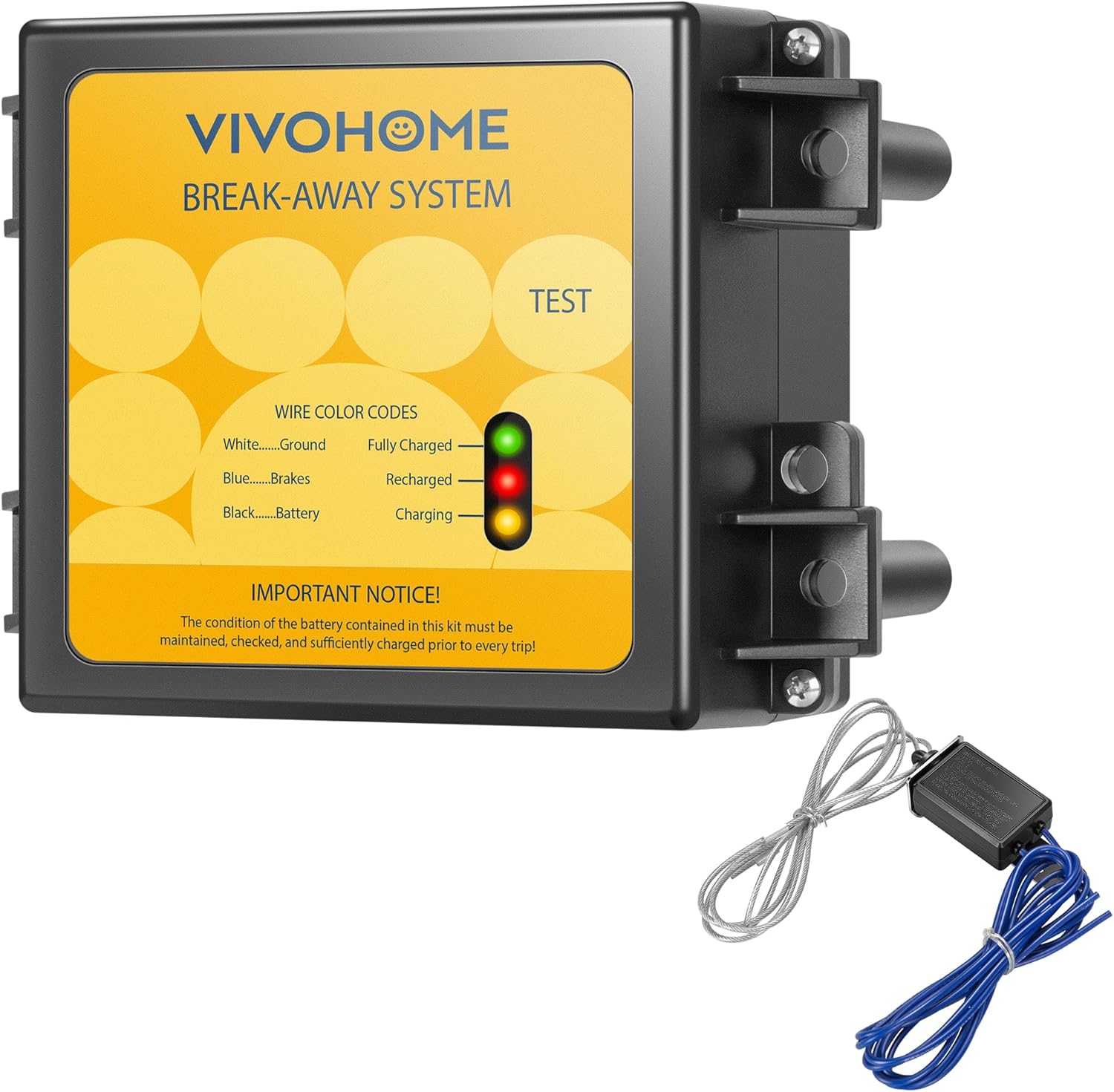 VIVOHOME Trailer Breakaway Kit with Valve Regulated Sealed Lead-Acid Battery(Non...