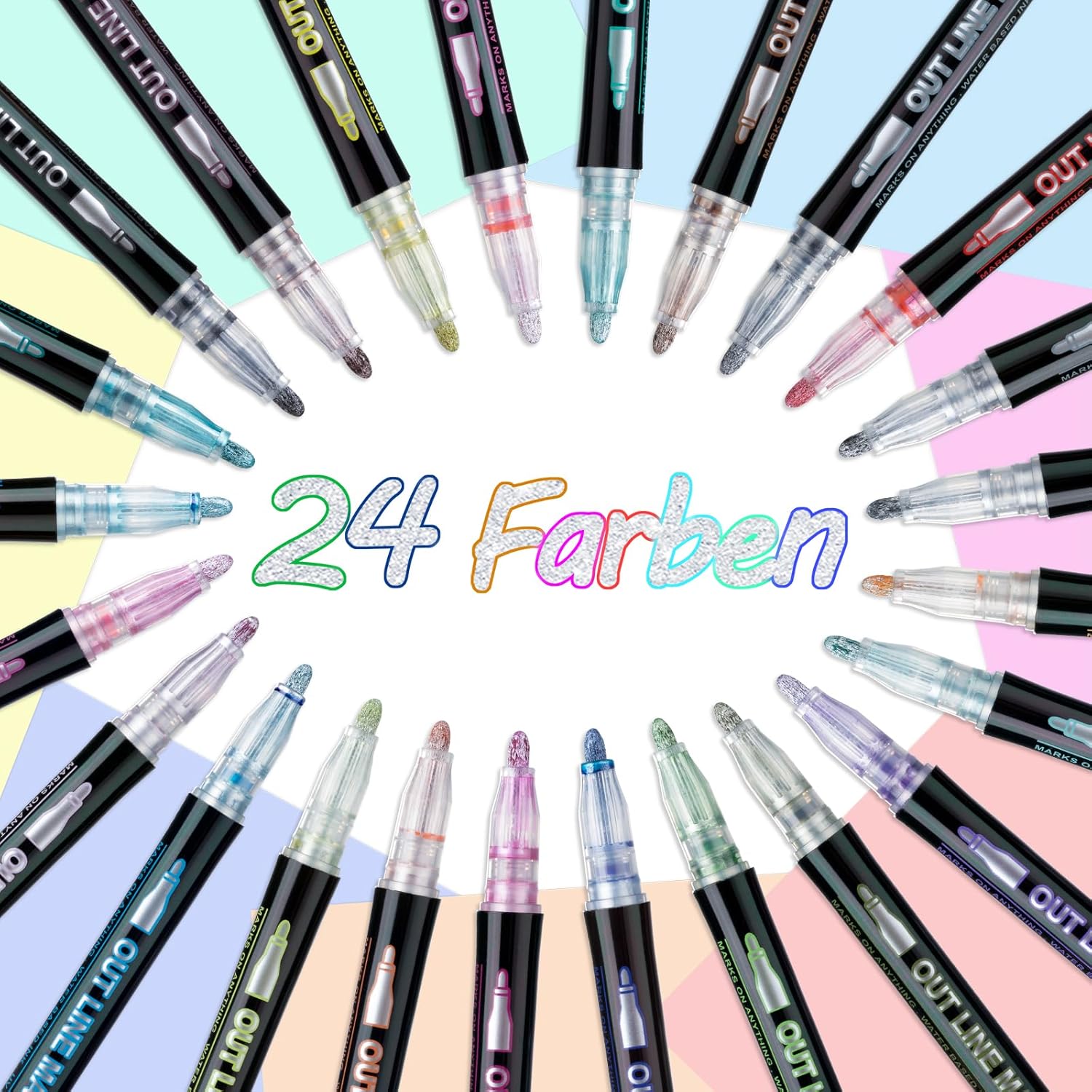 24 Double Line Outline Pens - Christmas Gifts Stocking Fillers for Teenage Girls...