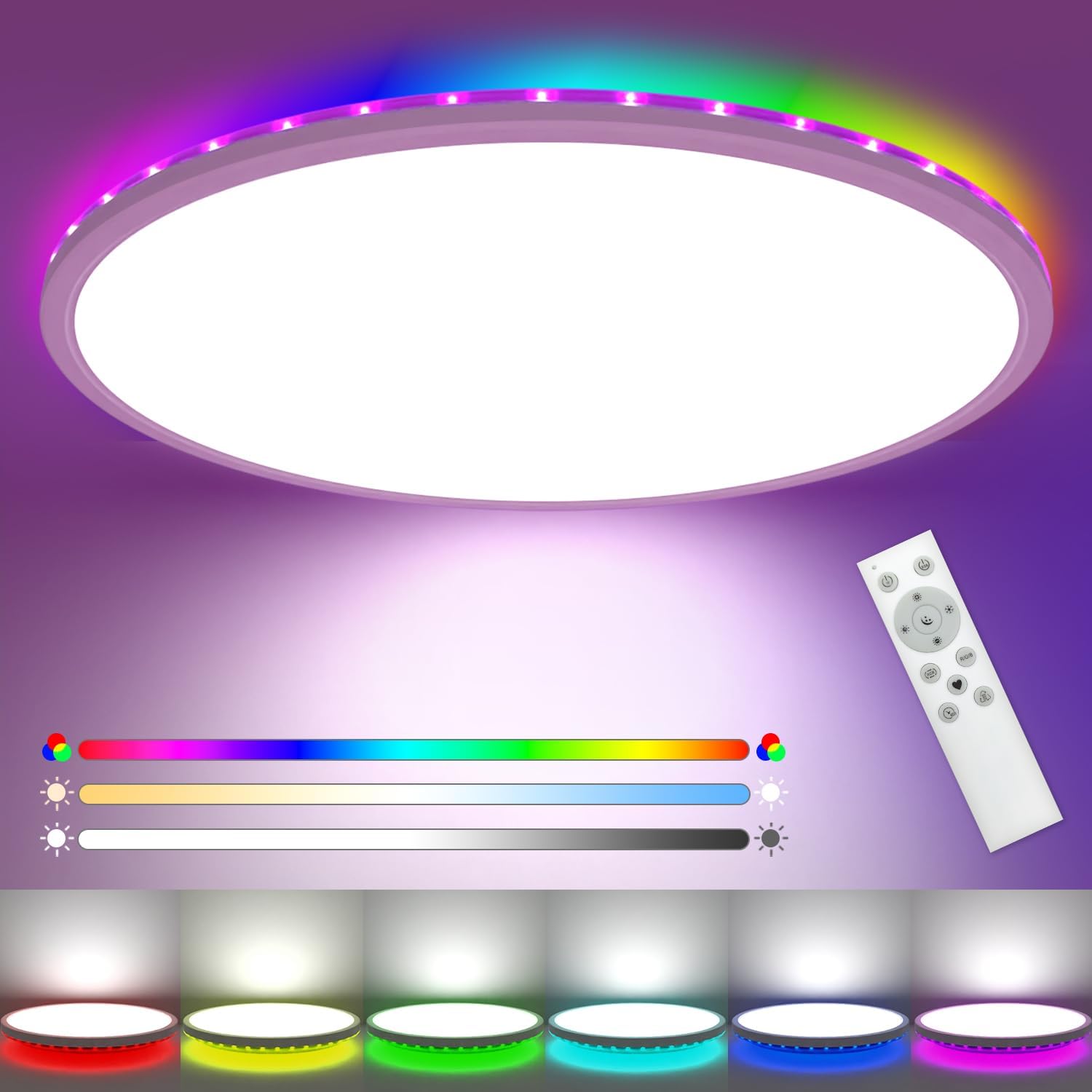 Peasur 25CM LED Ceiling Light 3000-6000K, 24W 3200LM Bathroom Light Dimmable wit...