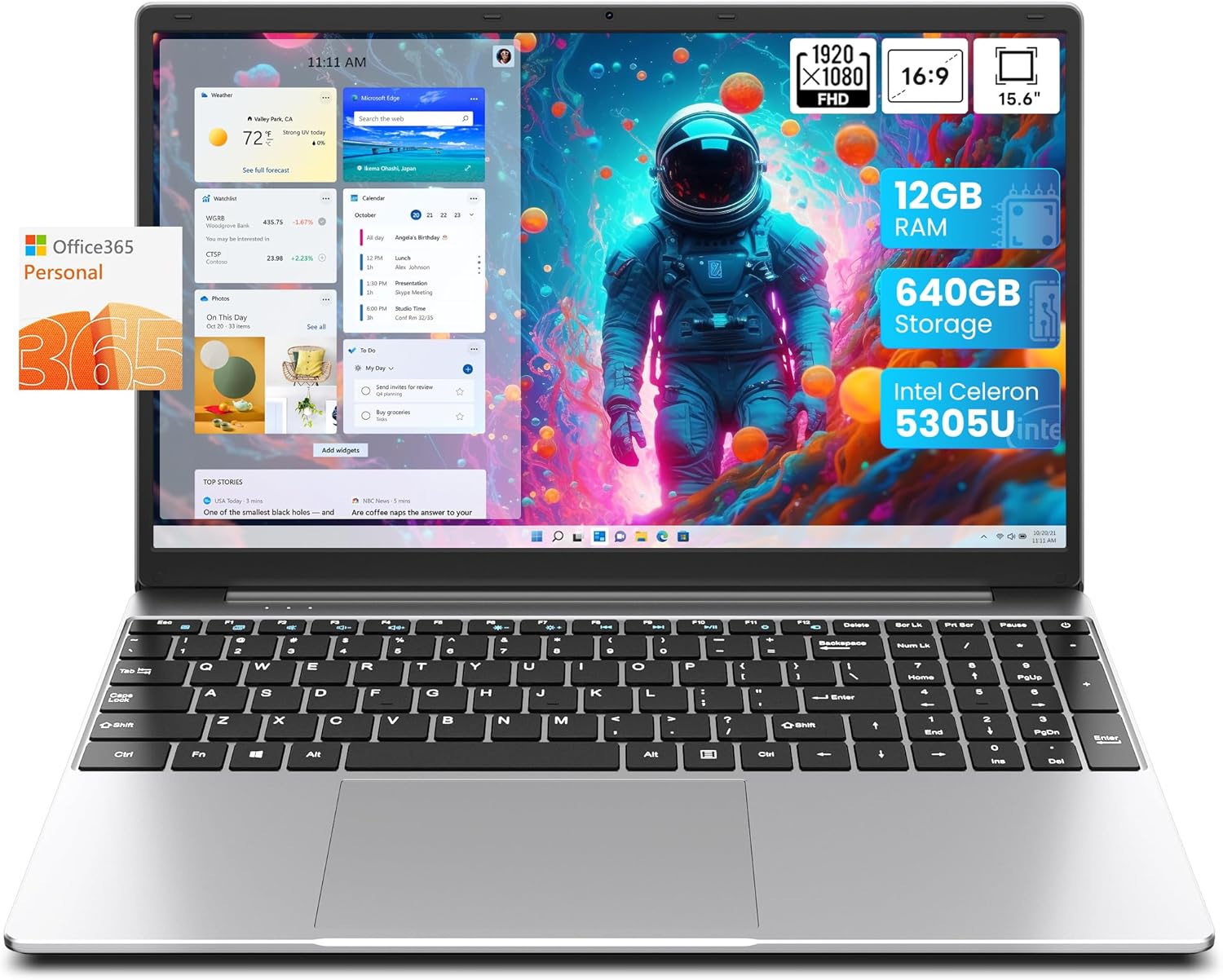 jumper Laptop, 12GB RAM 640GB ROM, 5305U Processor, 15.6 Inch Computer with Offi...