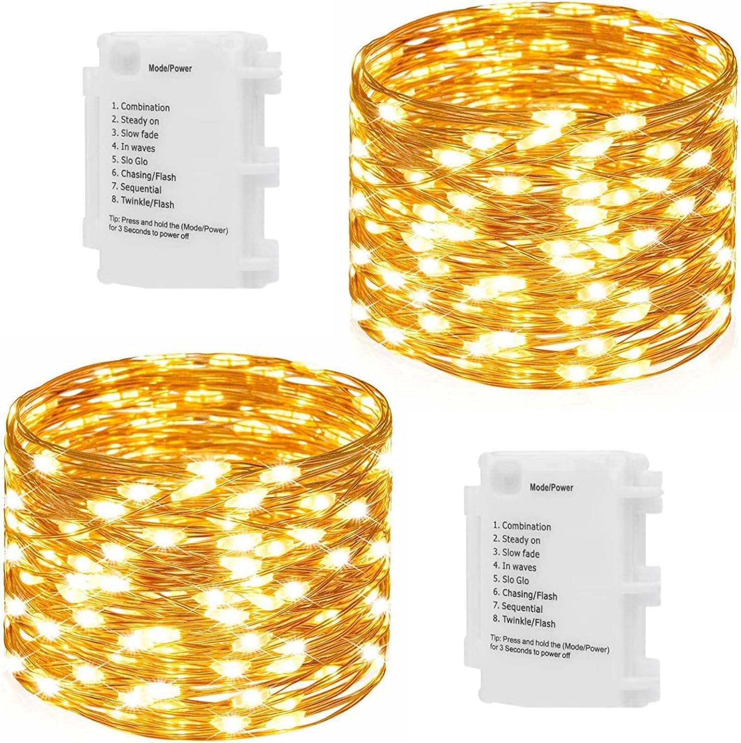 Koopower [2 Pack] 50 LEDs Battery Operated Fairy Lights [Auto On/Off], 6M Waterp...