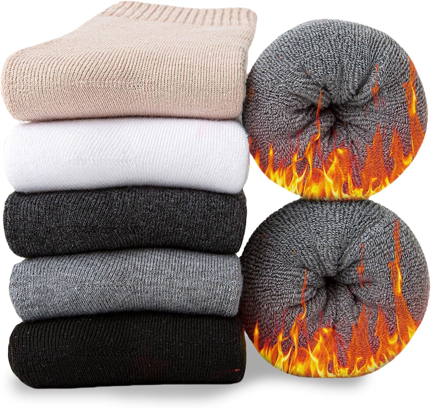 Josnown Wool Socks for Women, 5 Pairs Warm Winter Thermal Thick Socks Cozy Hikin...