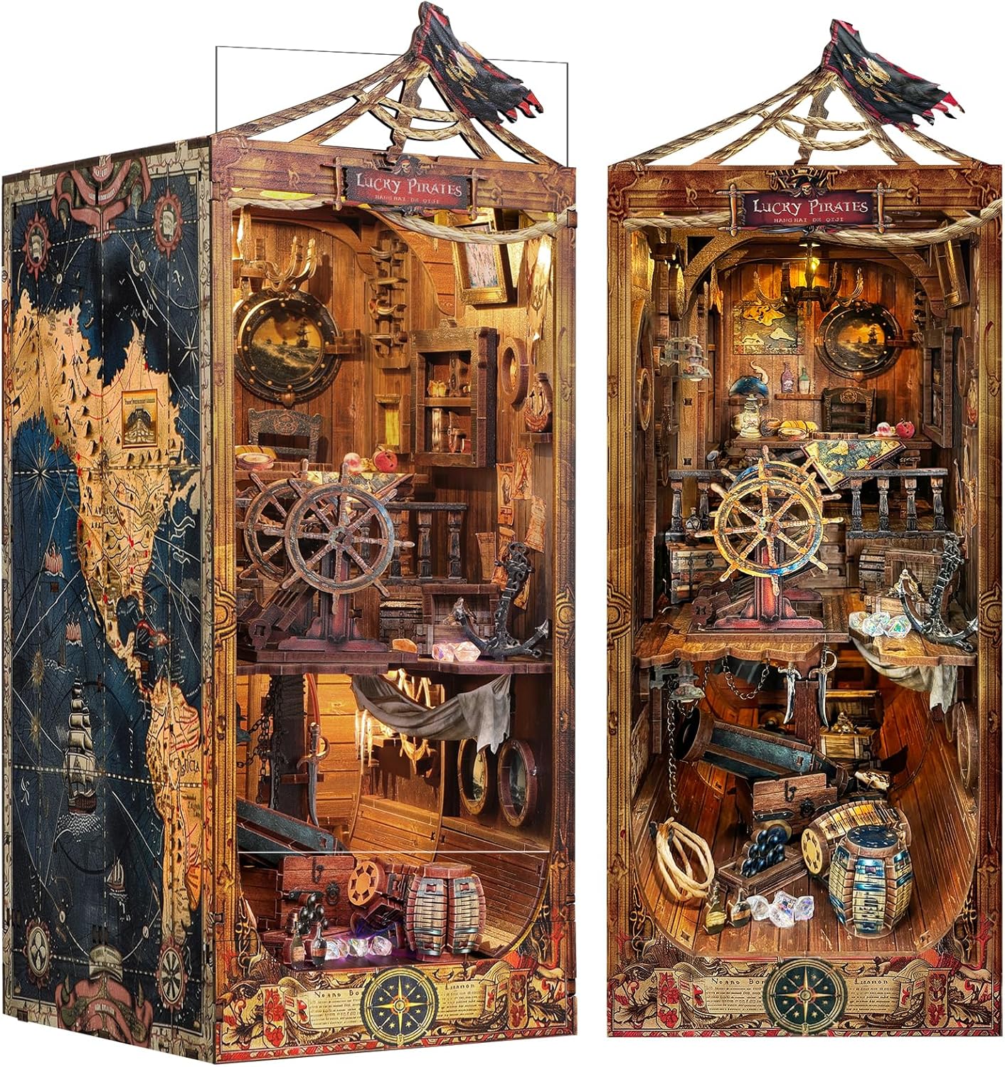 Quanquer DIY Book Nook Kit for Adults_with Dust Cover and LED Light 3D Wooden Mi...