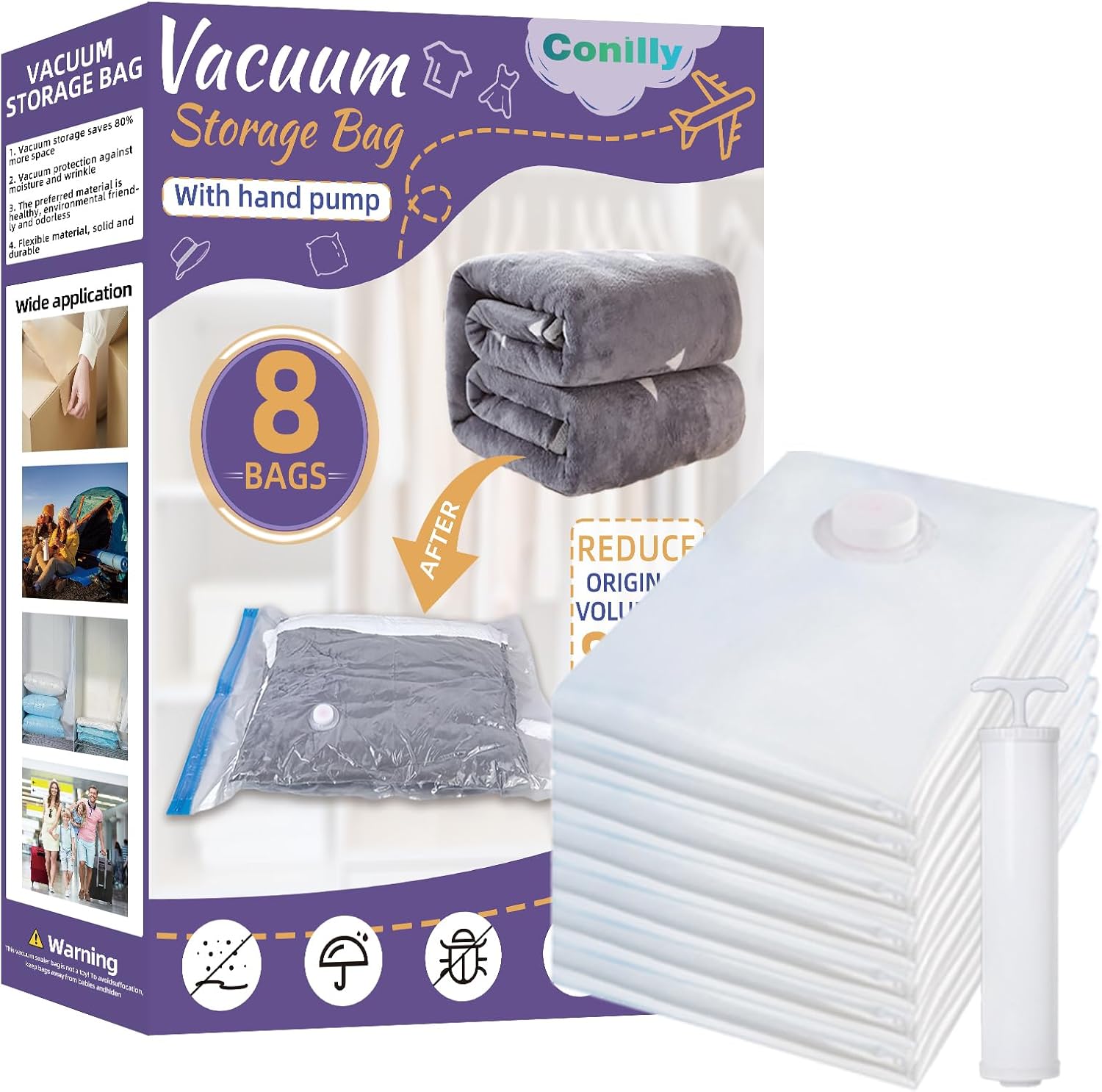 Vacuum Storage Bags,8 Pack (Large,31"x24.5"),Space Saver 80% Vacuum Storage Bags...