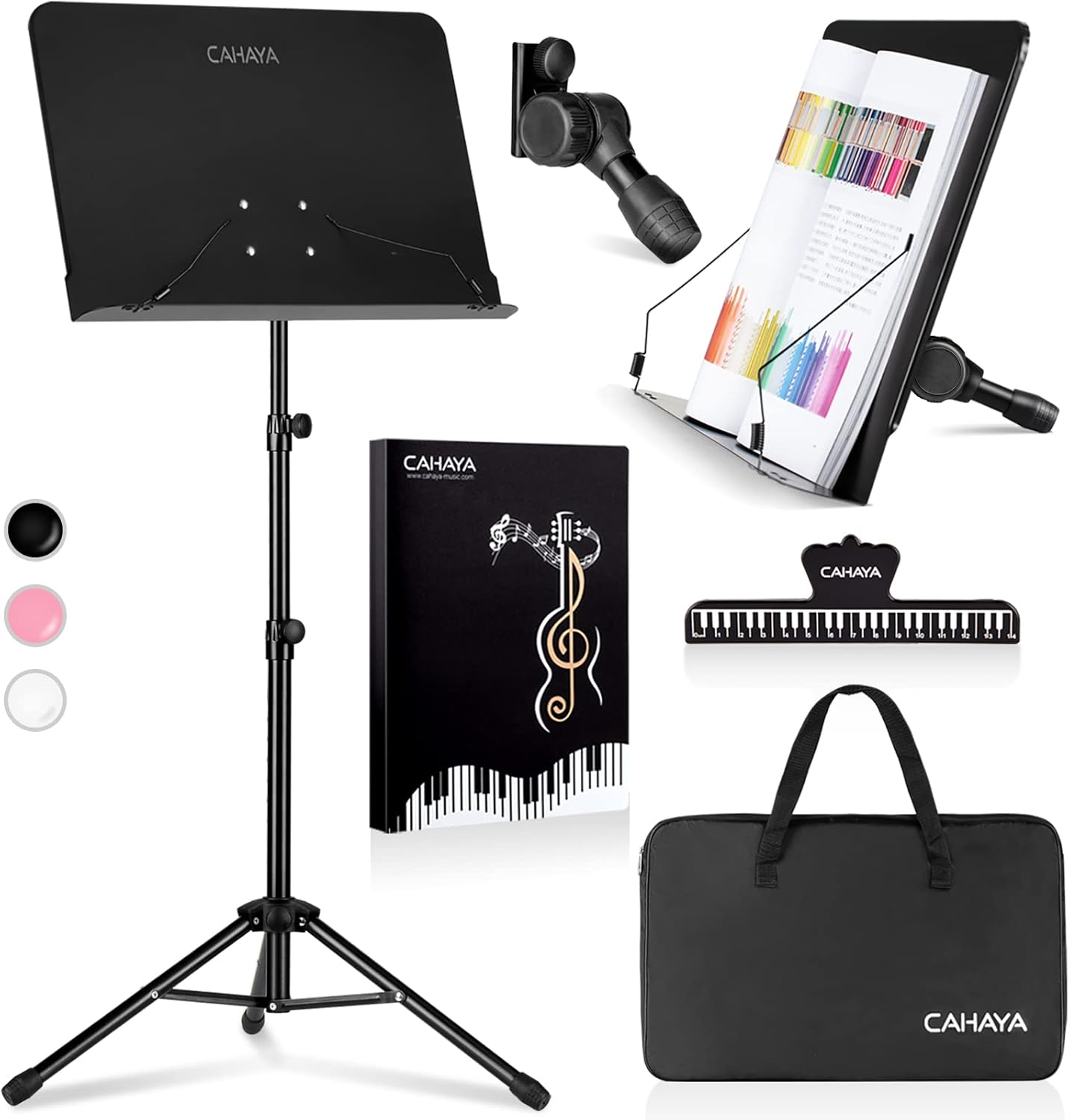 CAHAYA 5 in 1 Dual-use Sheet Music Stand & Desktop Book Stand Metal Portable Sol...