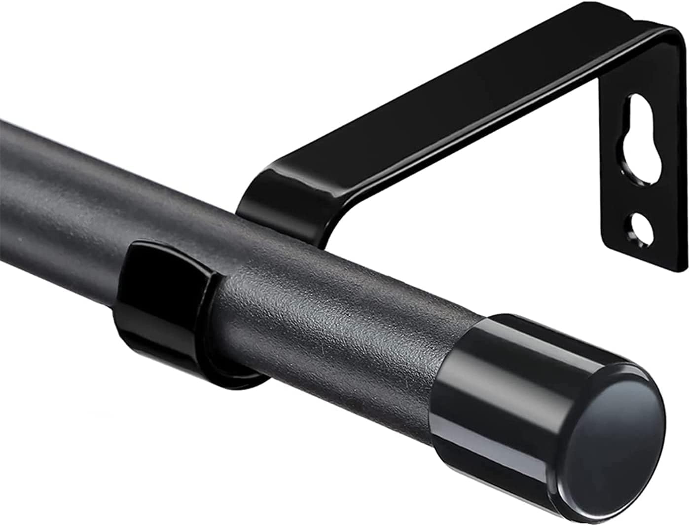 INFLATION Curtain Poles with Black Finials 76 to 157 cm, Frosted Black Curtain P...