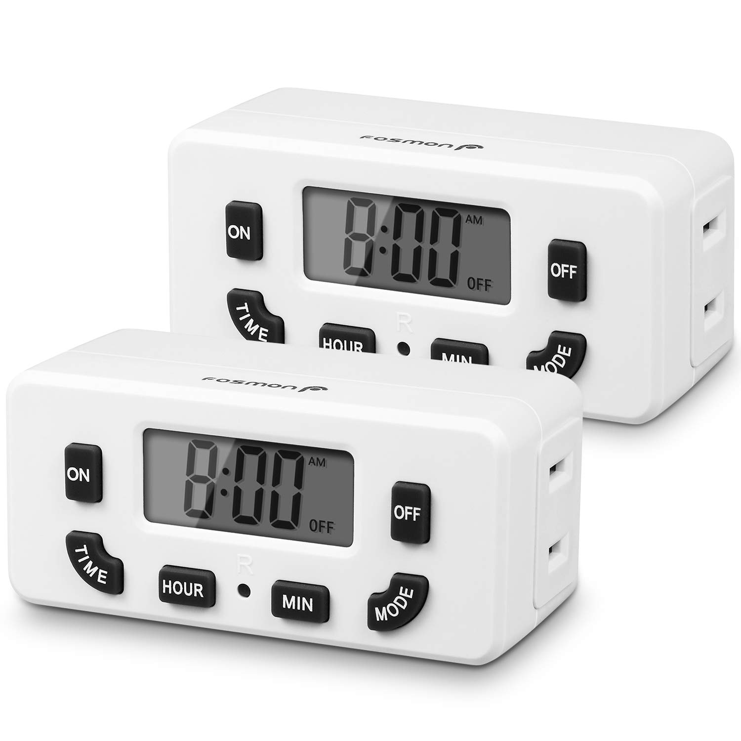 Fosmon 24 Hour Programmable Digital Timer Outlet (2 Pack), ON/Off Program, LCD D...