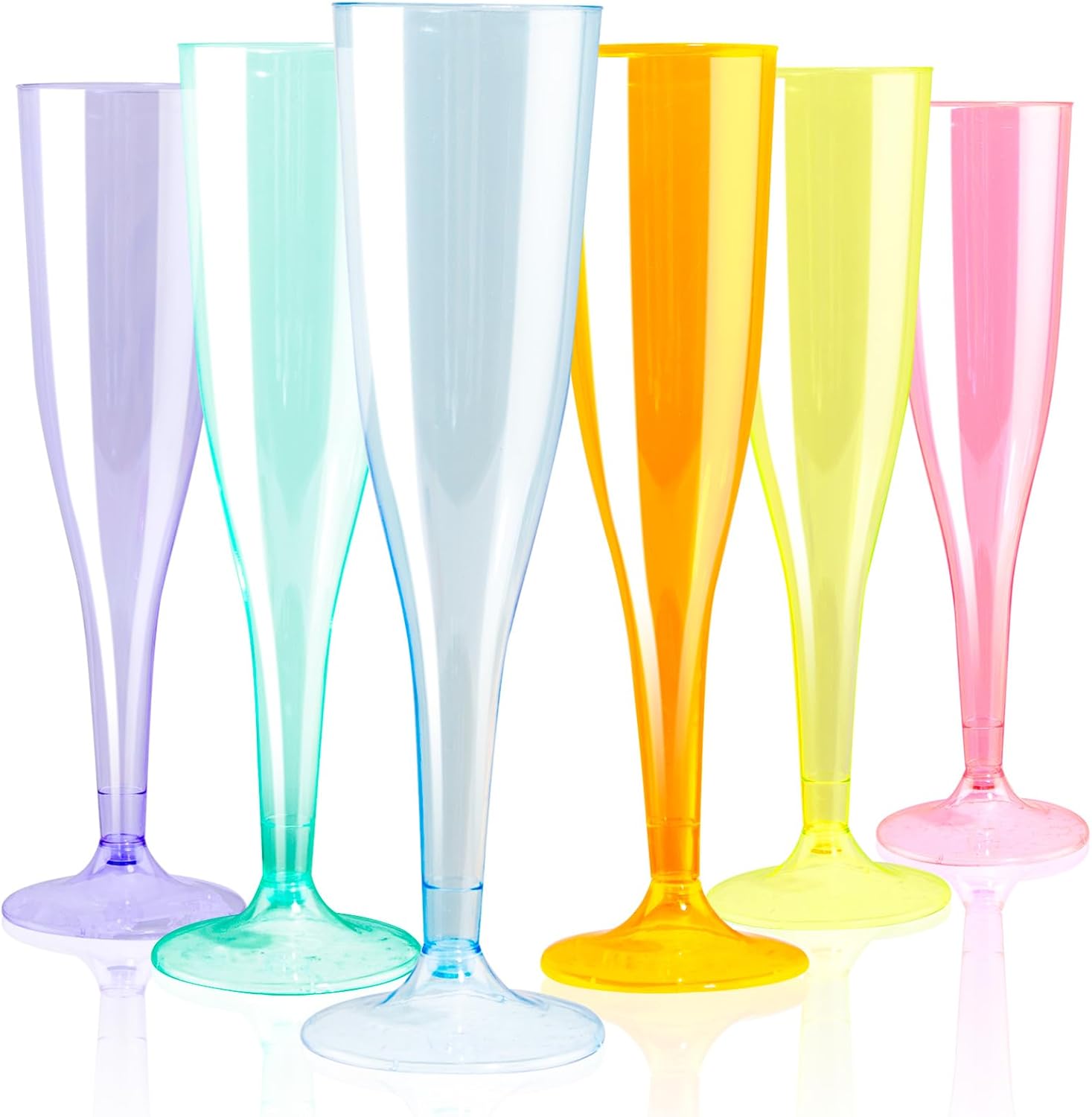 WDF 36 Pack Colorful Plastic Champagne Flutes - 7OZ Colorful Champagne Flutes Pl...