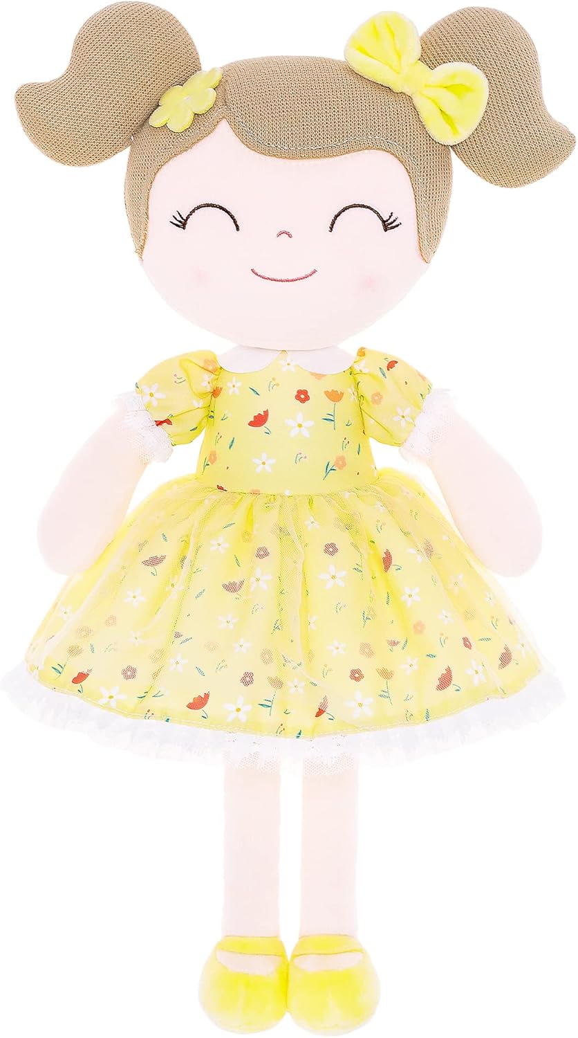 Gloveleya Baby Girl Gift Soft First Baby Doll Plush Doll Floral Yellow 16 " B007...