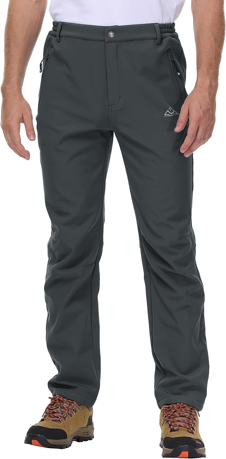 Rdruko Mens Waterproof Softshell Trousers Thermal Fleece Lined Casual Winter War...