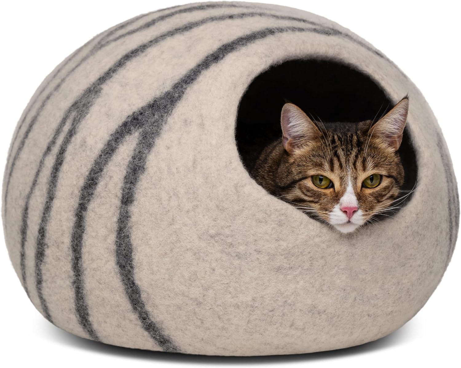 MEOWFIA Cat Bed Cave Premium Felt - Handmade 100% Merino Wool Bed for Cats and K...