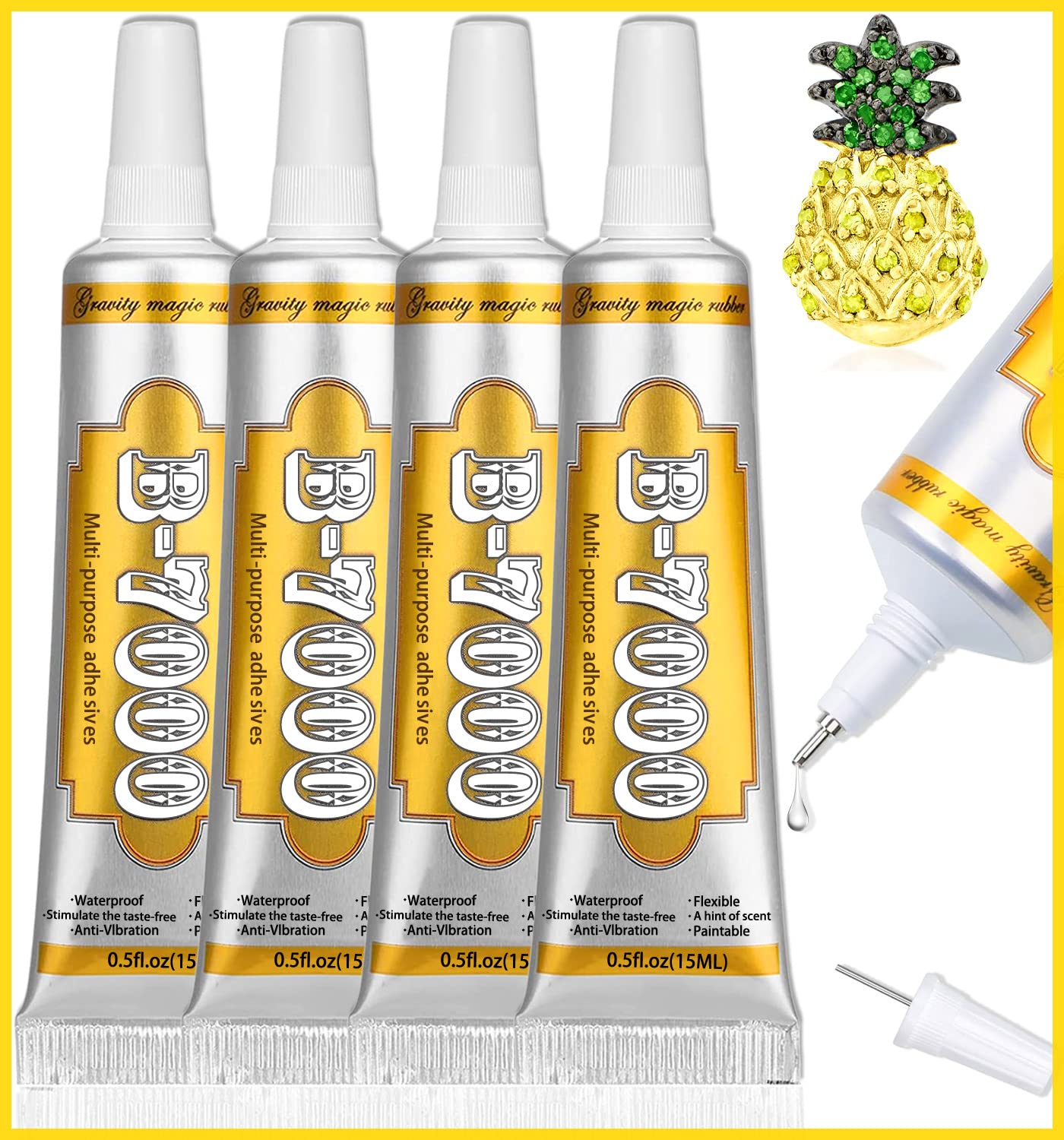 B7000 Glue - 4 * 15ml/0.5oz Industrial Strength Adhesive for Electronics, Jewelr...