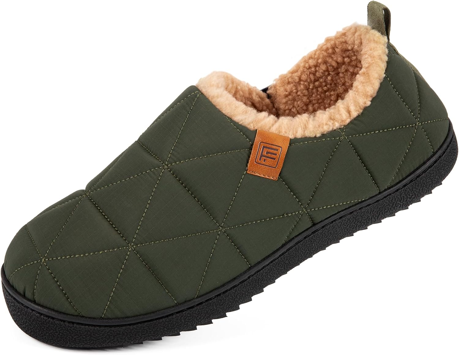 FamilyFairy Men's Warm Quilted Memory Foam Slippers Non-Slip House Shoes with El...