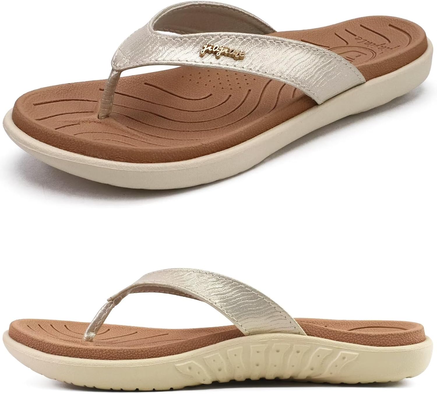 jiajiale Womens Fashion Orthotic Flip Flops Ladies Slip On Lightweight Comfortab...