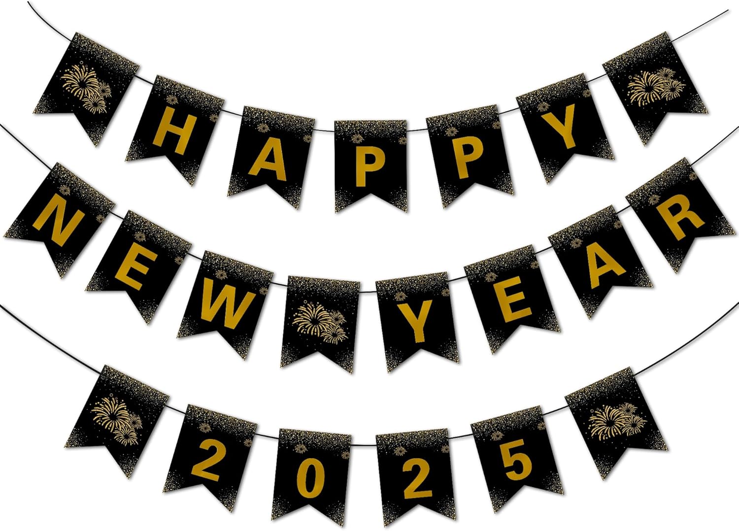 New Year Decorations 2025,Happy New Year Banner with Shiny Letters, 2025 New Yea...