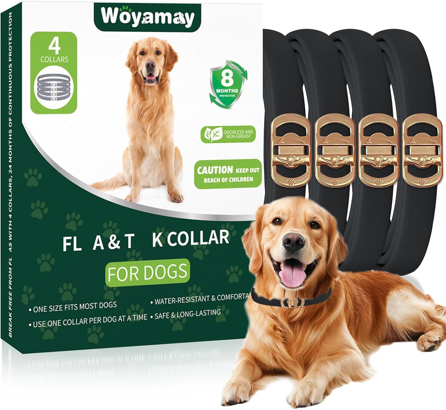 4 Pack Dog Collars, 32-month Protection Collar for Dogs, Safe Waterproof Adjusta...