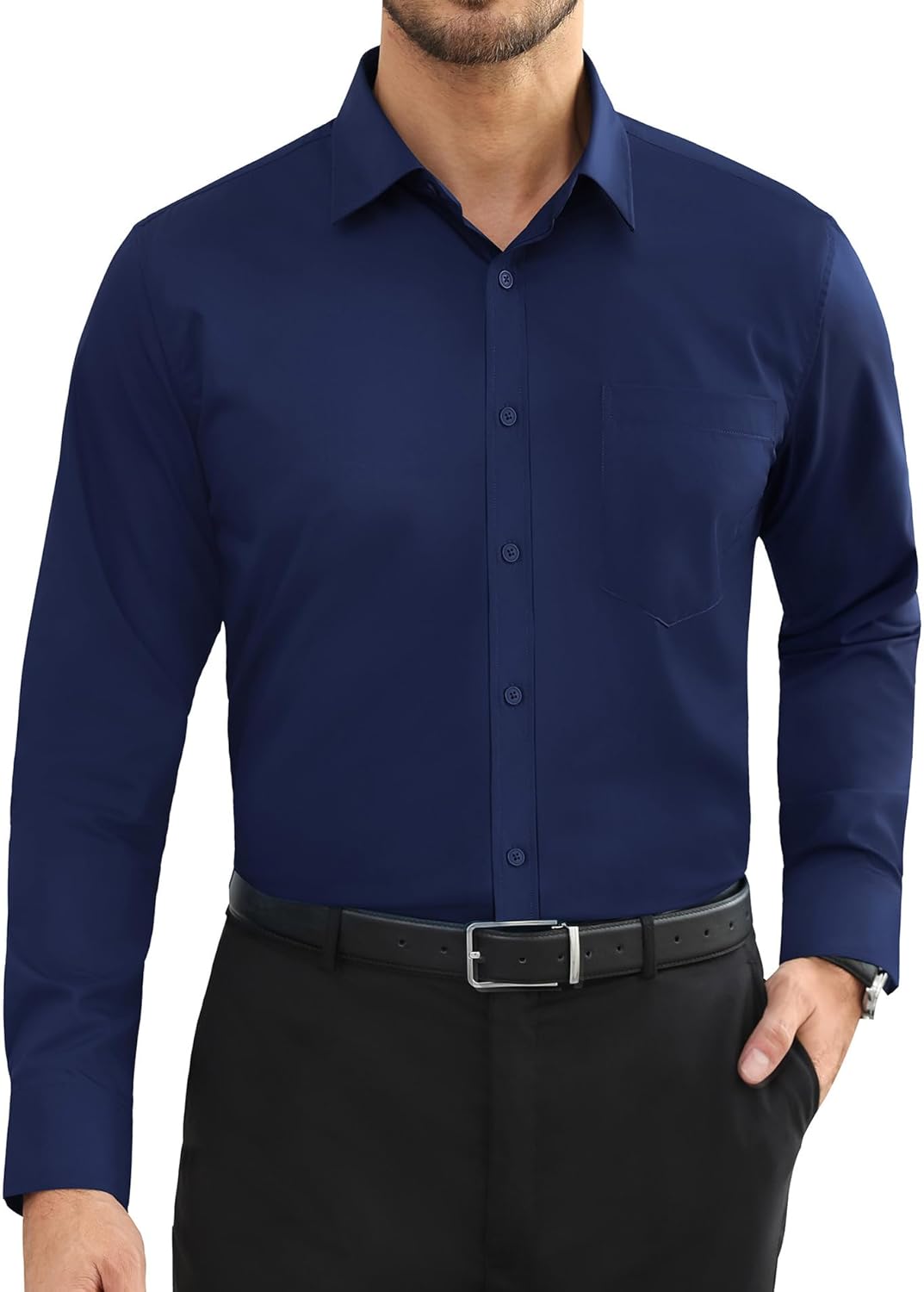 Alimens & Gentle Mens Dress Shirts Long Sleeve Wrinkle Free Stretch Cotton Big T...
