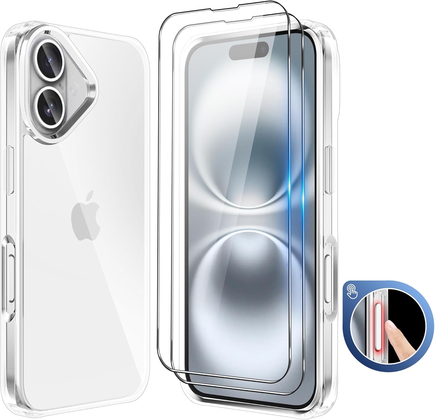 iCatchy Clear Case for iPhone 16 (6.1-Inch) – Military-Grade Rugged Shockproof B...