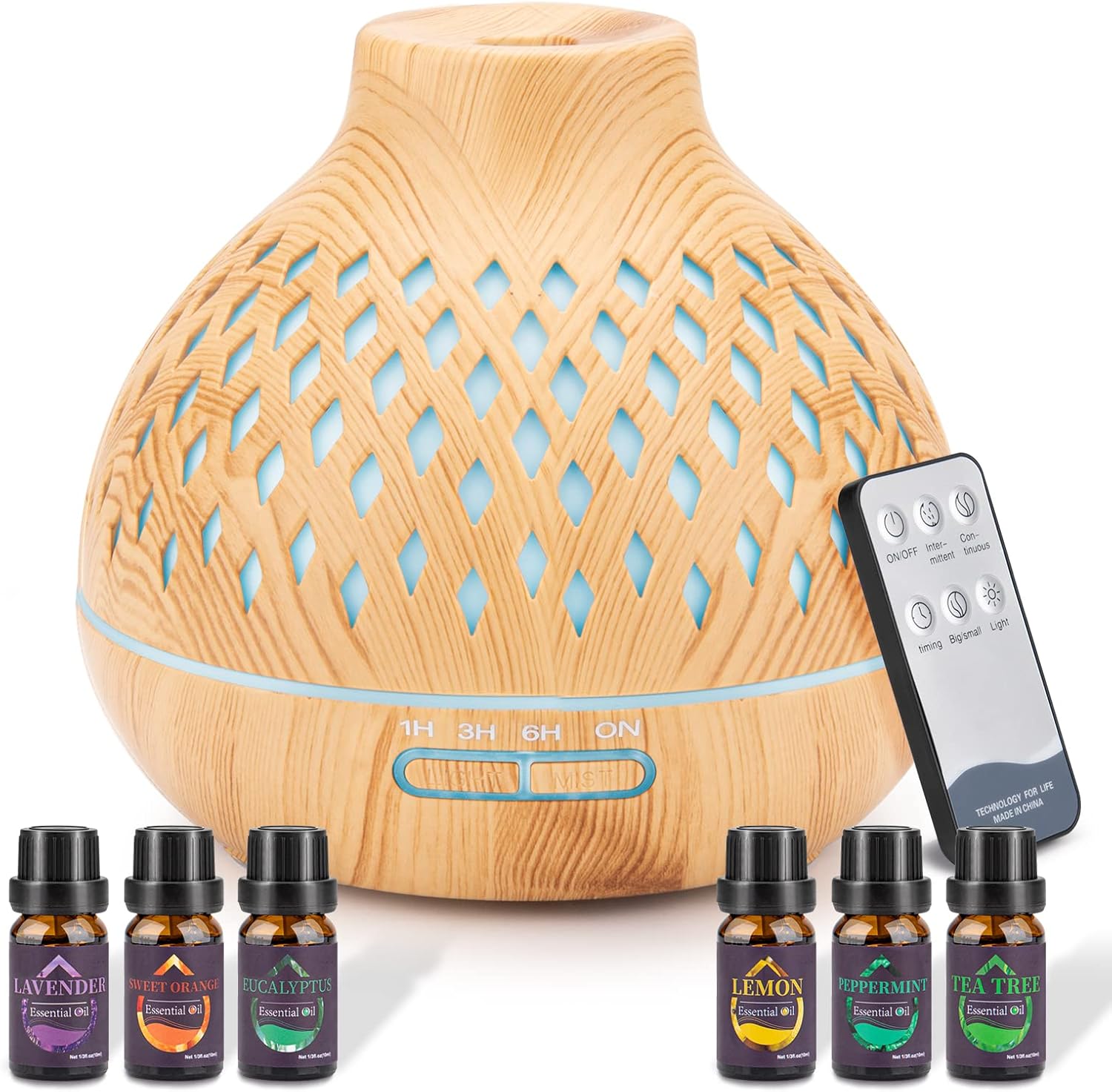 SPLITSKY 400ML Essential Oil Diffuser,Remote Control Aroma Diffuser with 6 Essen...
