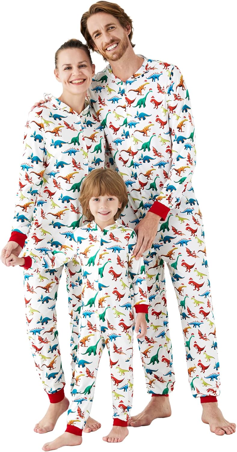PATPAT Christmas Matching Family Pajamas One Piece Xmas Print Holiday Hooded PJs...