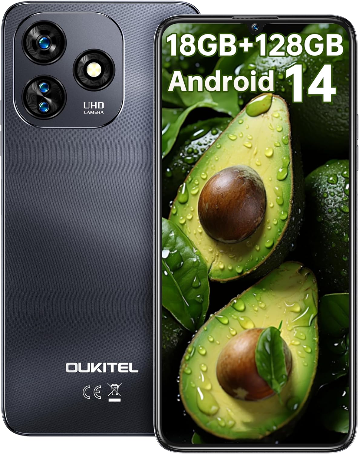 OUKITEL C51 Sim-Free & Unlocked Mobile Phones, Android 13 18GB RAM+128GB ROM, 4G...