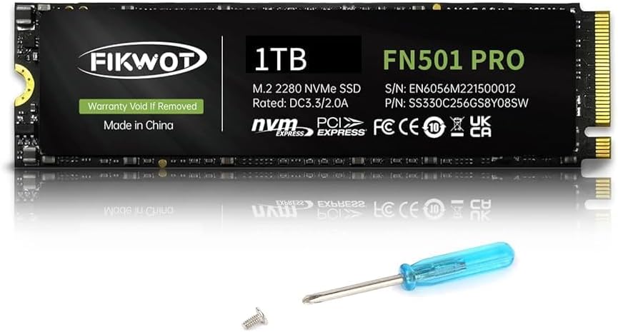 Fikwot FN501 Pro NVMe SSD 1TB M.2 2280 Up to 3500MB/s PCIe Gen3 x4 3D TLC NAND I...