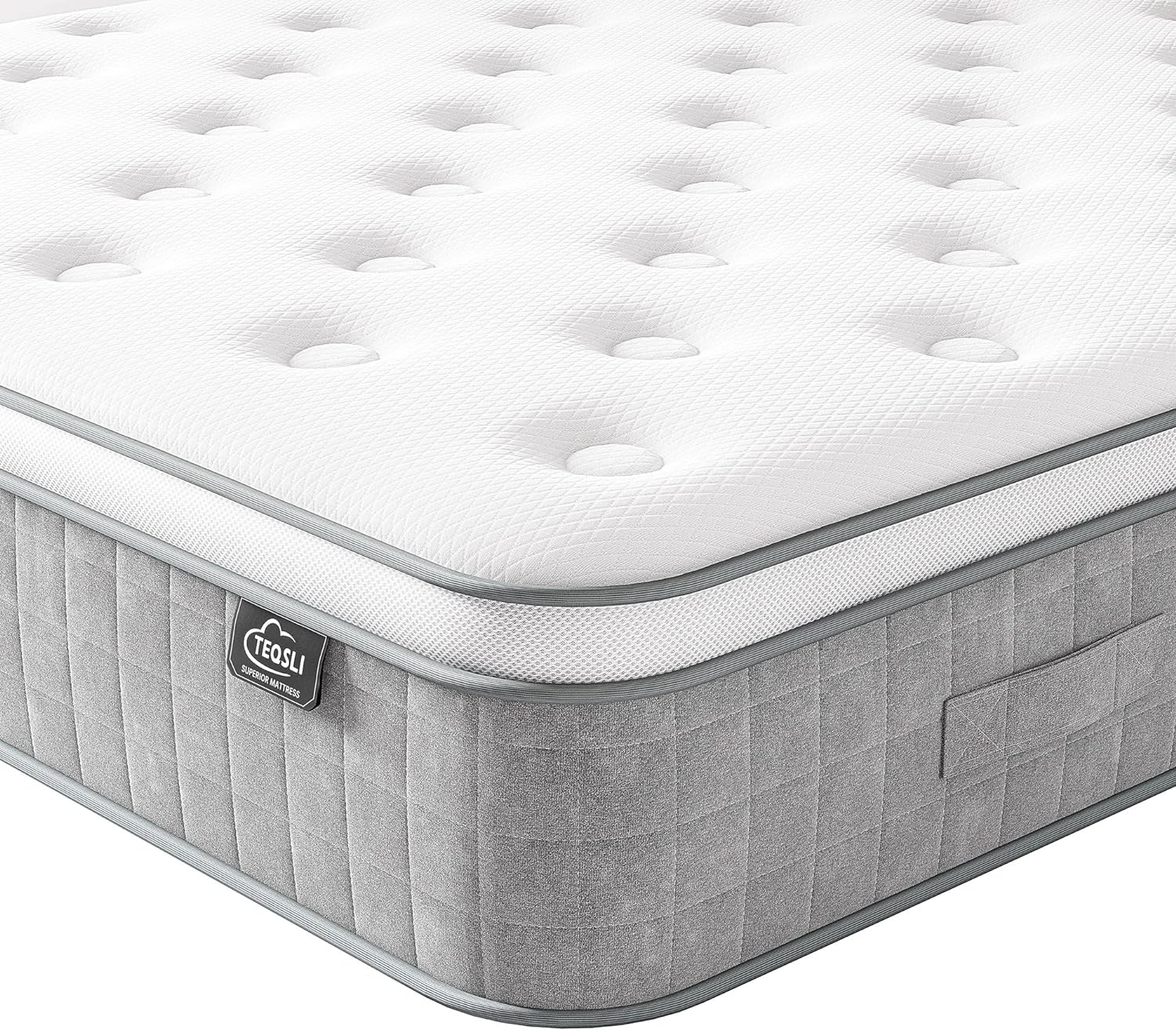 TeQsli King Mattress 5FT, 10 Inch Medium Firm Gel Memory Foam Pocket Sprung Hybr...