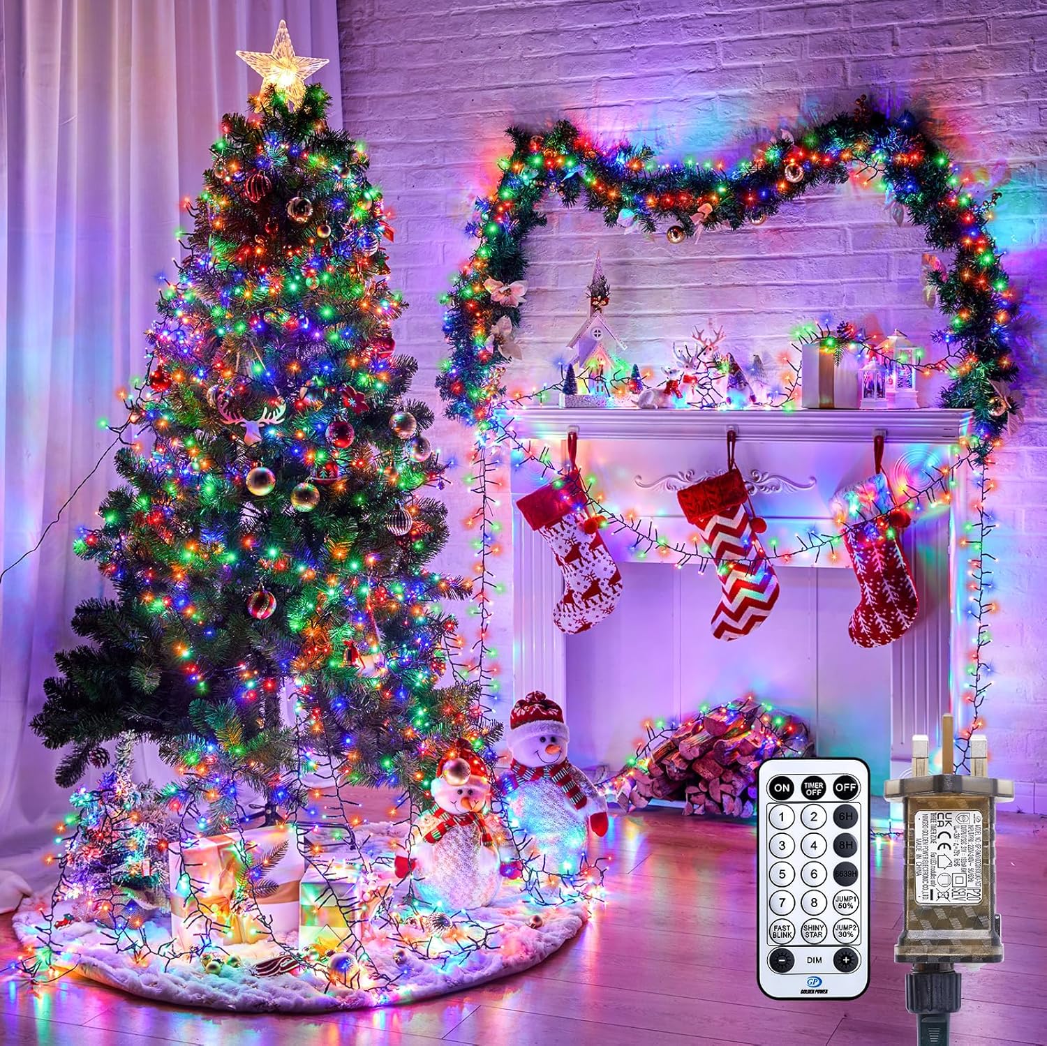Christmas Tree Lights Cluster Lights 1000 LED -12 Light Modes 4X Bright LED Fair...